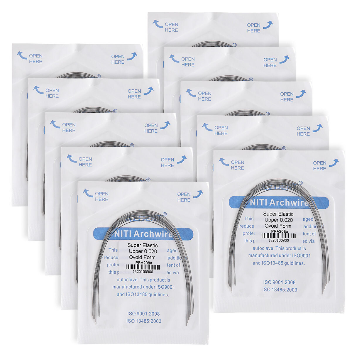 10 Packs AZDENT Dental Orthodontic Super Elastic Niti Round Arch Wire Ovoid Form