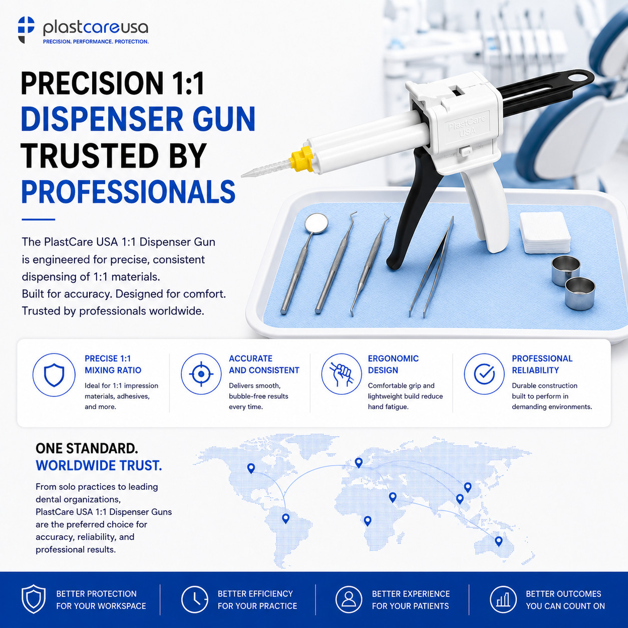 Impression Mixing Gun Cartridge Dispenser for VPS PVS Dental Material 1:1/2:1