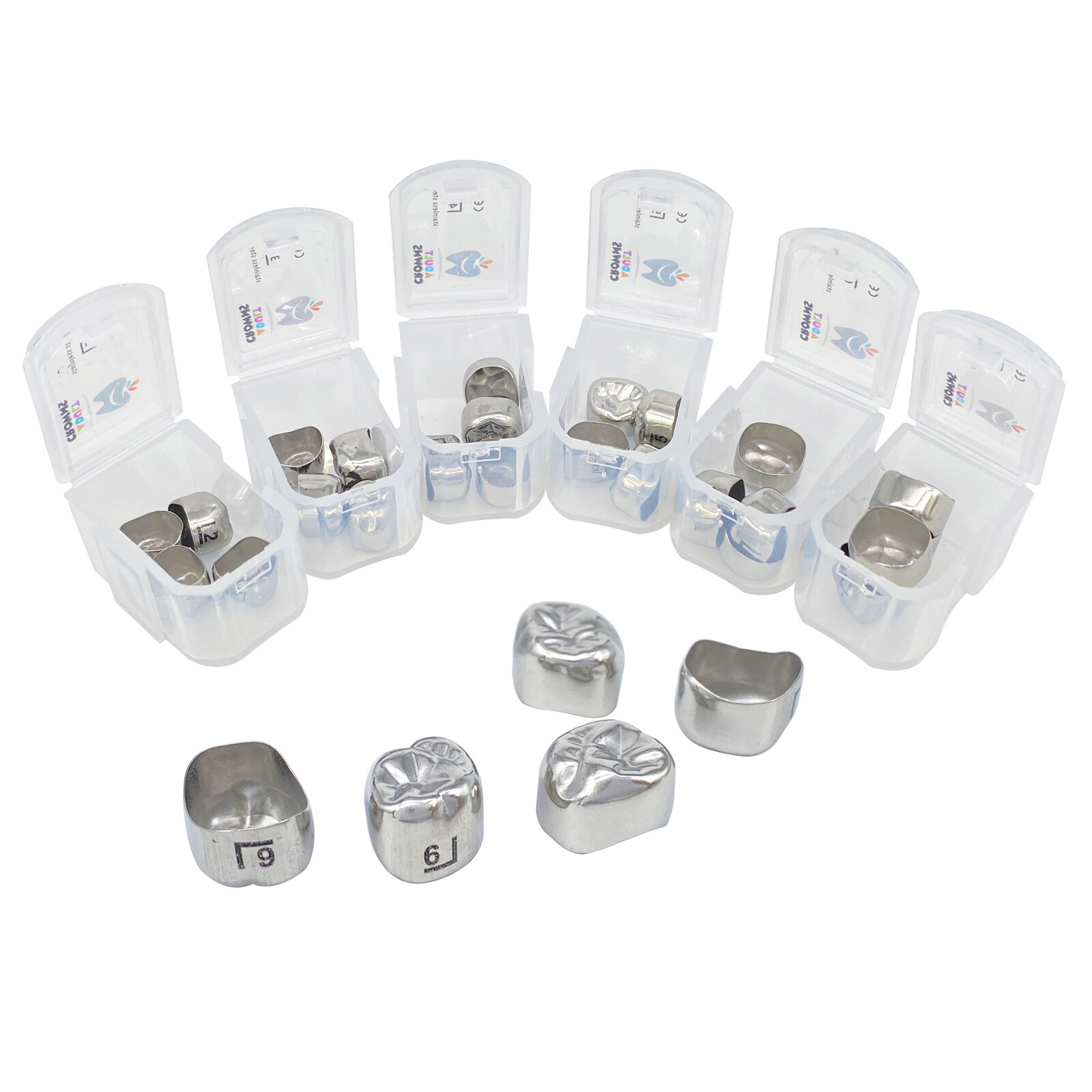 5Pcs/Box Dental Adult Crown Stainless Steel Primary Permanent Molar Crowns