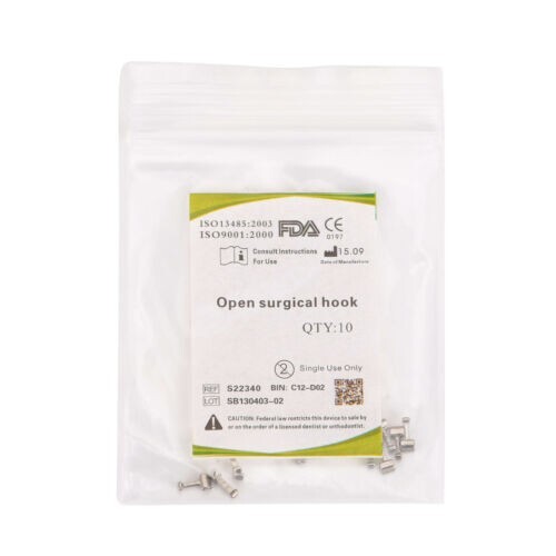 100pcs Dental Orthodontic Sliding Crimpable Hook Open Surgical Hooks Long Type