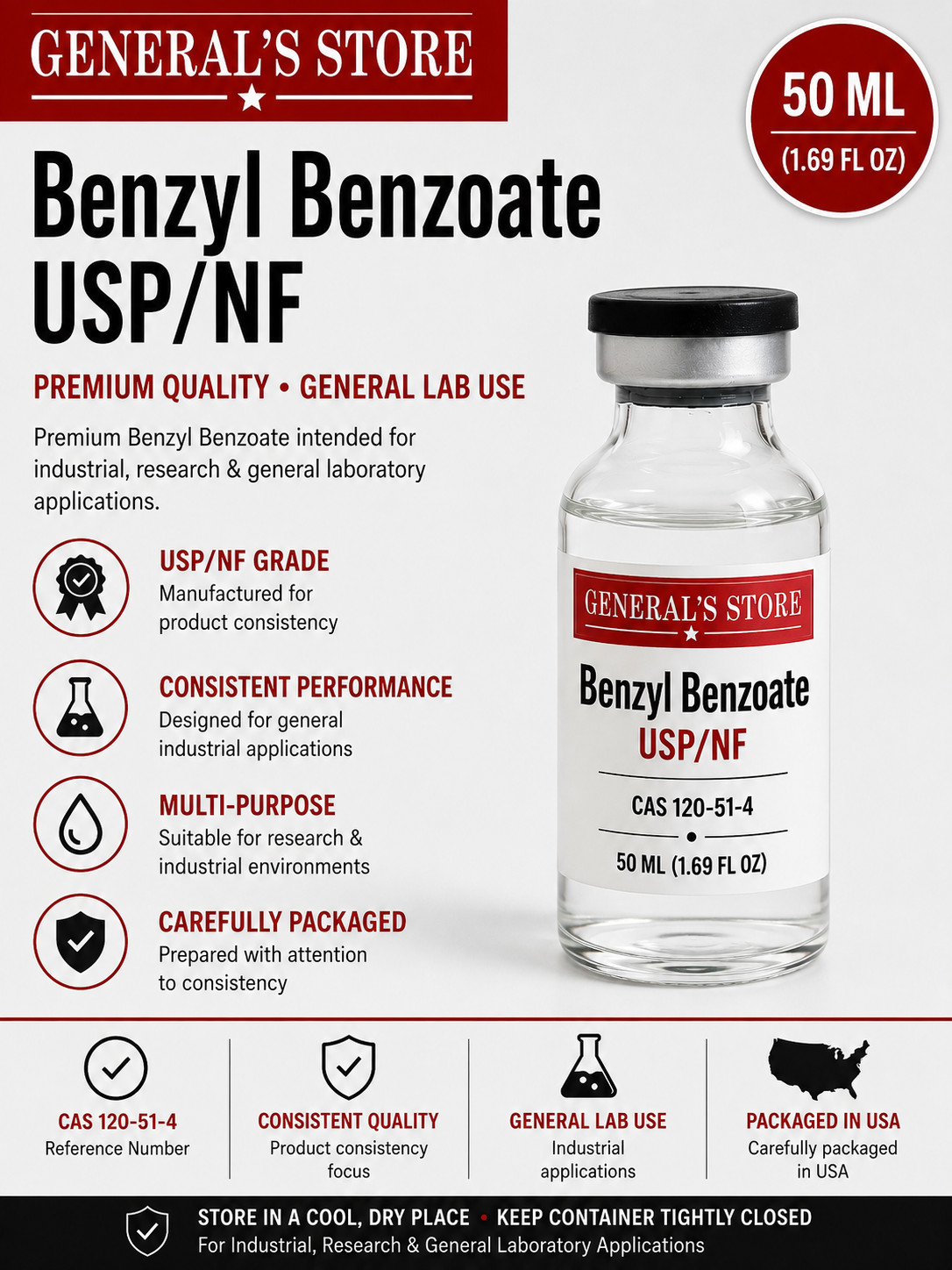 100ml Vial Benzyl Benzoate USP/NF