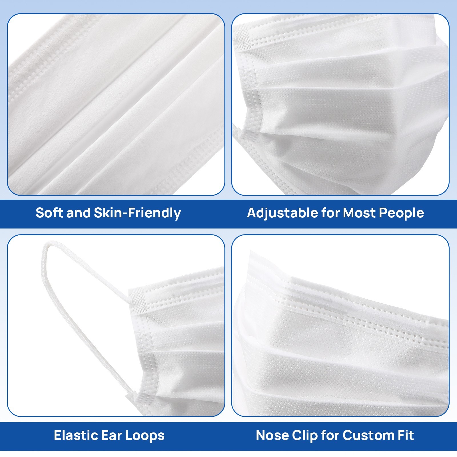 JMU Dental Disposable Medical 4-Ply Face Mask Earloop Cover White