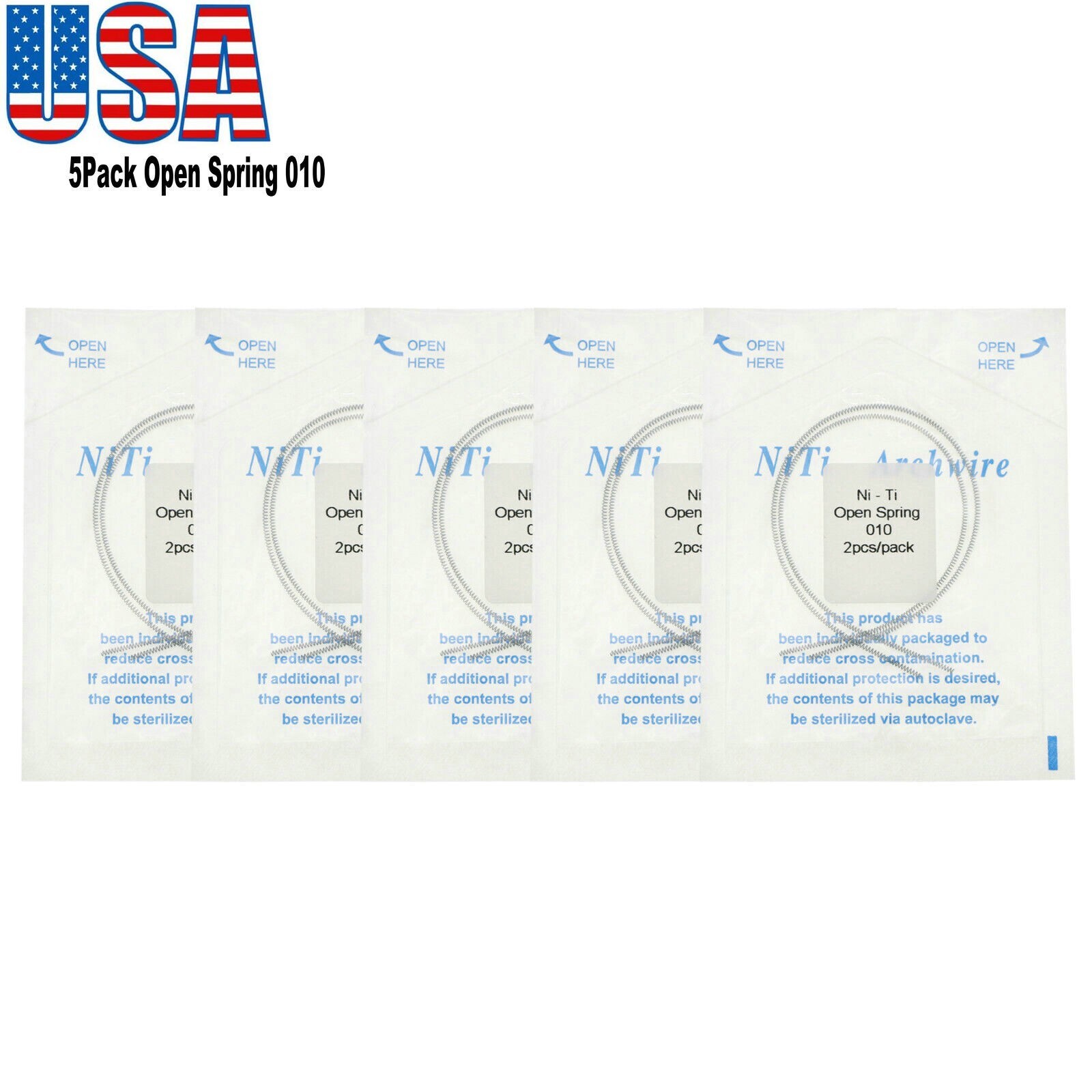 US 10Pcs Dental Orthodontic NiTi 0.012/0.010*180mm Open Coil Spring Medium Force