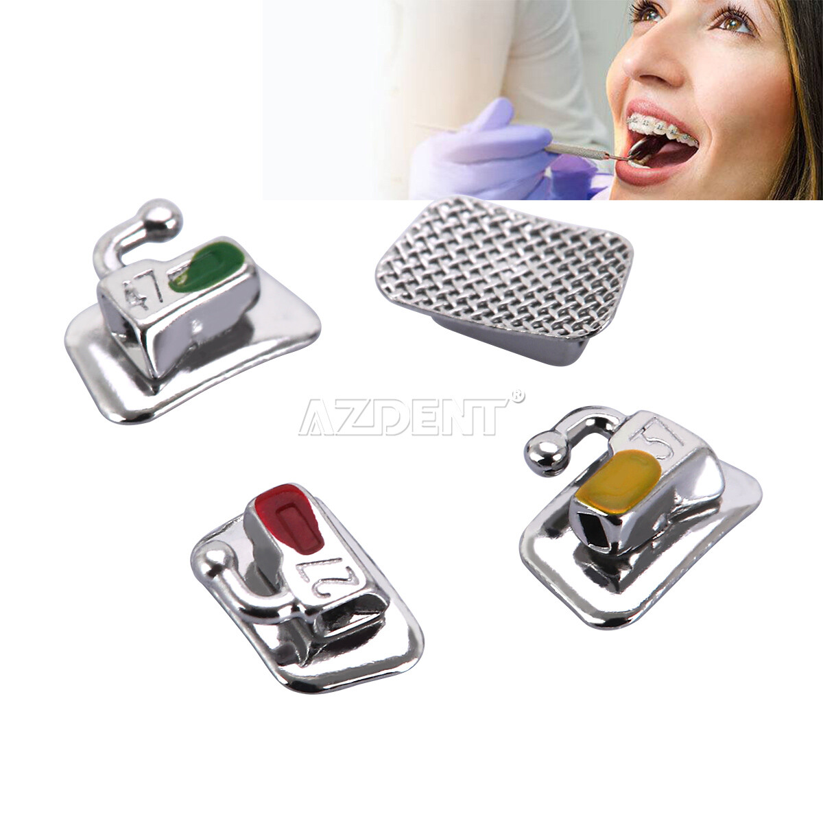 100X AZDENT Dental Orthodontic Buccal Tubes 2nd Molar Bondable Non-Conv Roth.022