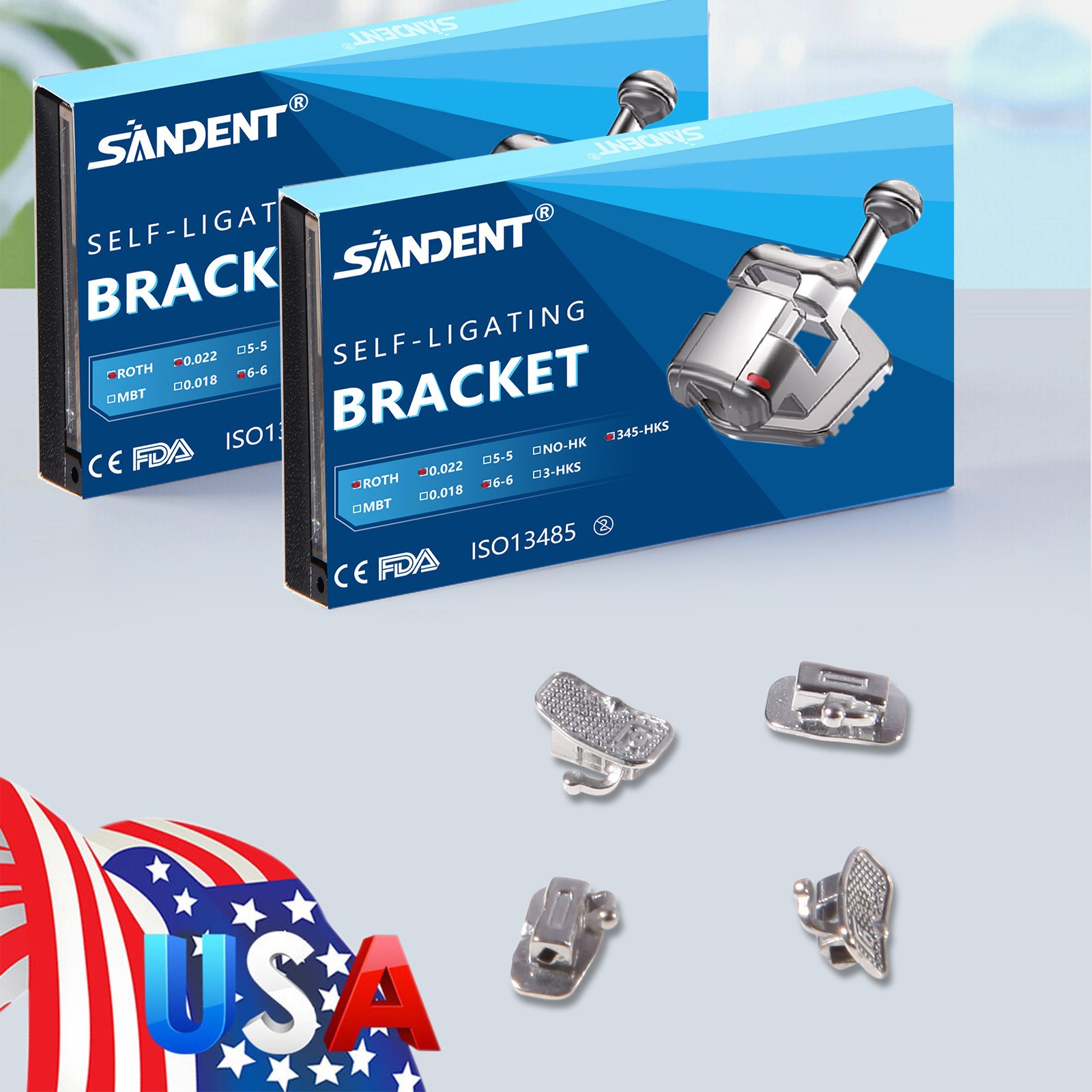 SANDENT Dental Orthodontic Self-Ligating Brackets Braces Roth.022 Hook 3-4-5