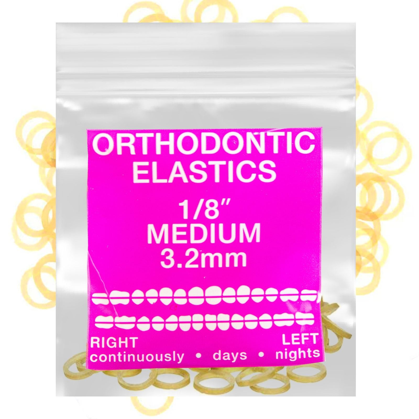 Amber Latex 100 counts, Intraoral Elastic Bands Orthodontic Elastics Dental R…