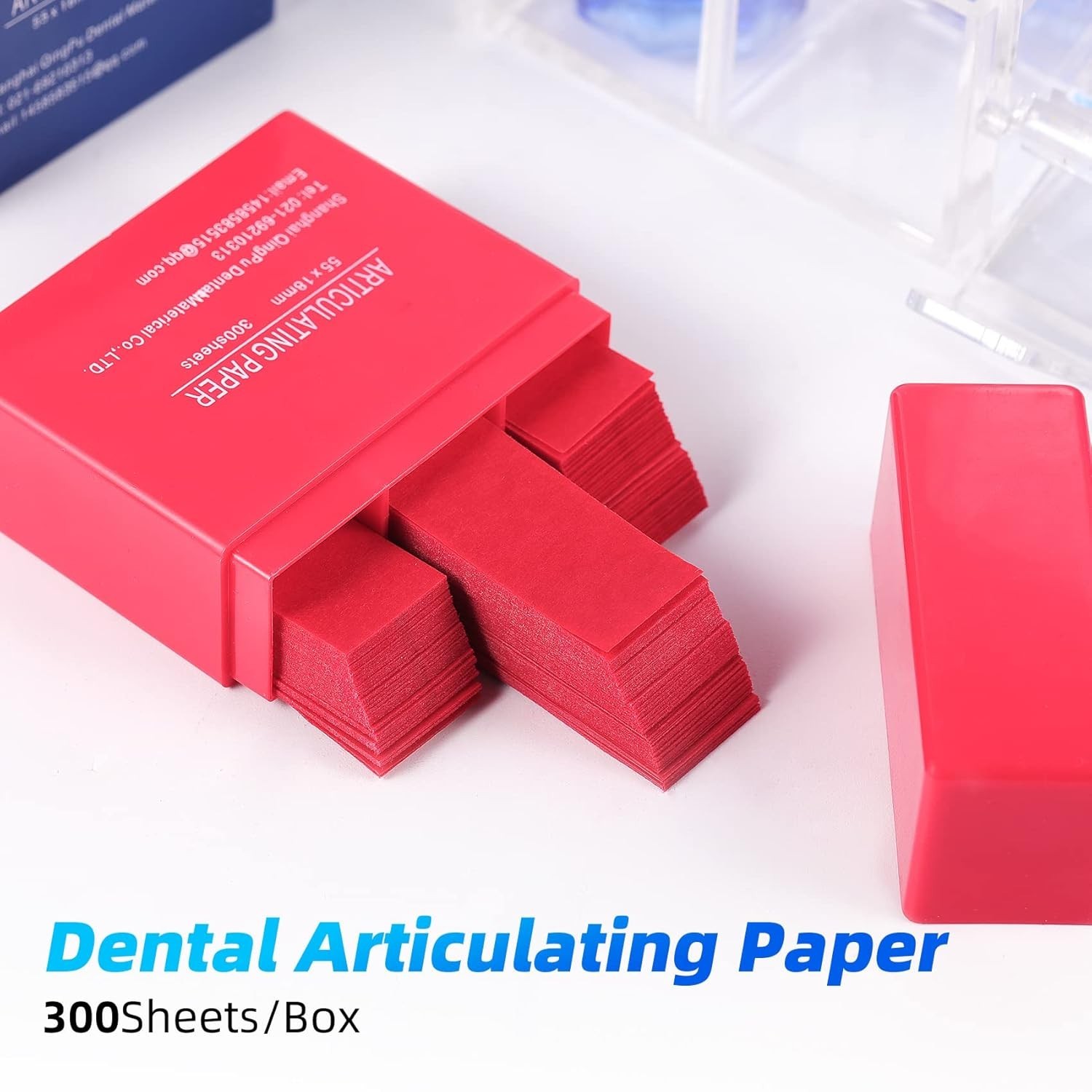 Dental Articulating Paper 300 PCS, Plastic Dispenser Blue 100 Micron Bite Art…