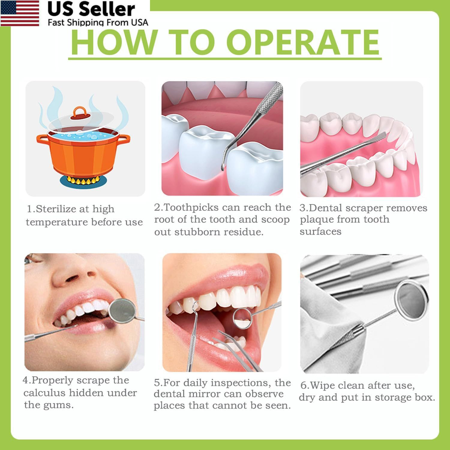 PARYUNGR Dental Tools, Professional Teeth Cleaning Oral 5 Piece Assortment