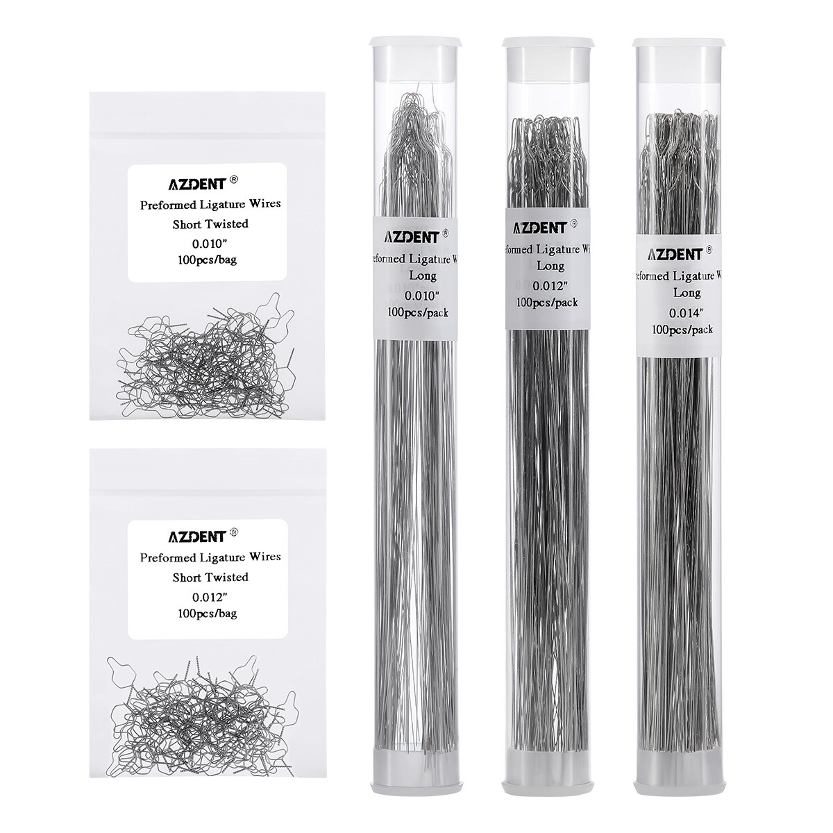 AZDENT Dental Ortho Wire Preformed/Kobayashi Ligature Wire Ties Long/Short Twist