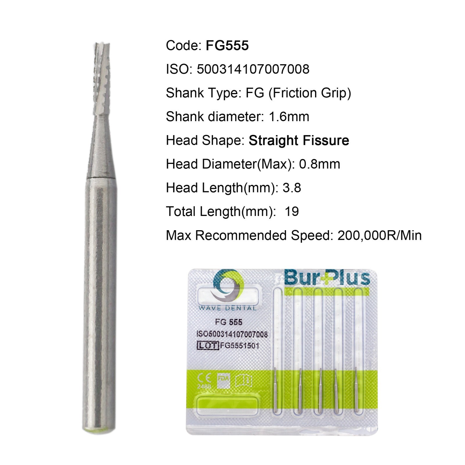 Wave Dental Carbide Burs FG 19mm High Speed Surgical 25mm FG SURG 330 557 702 6