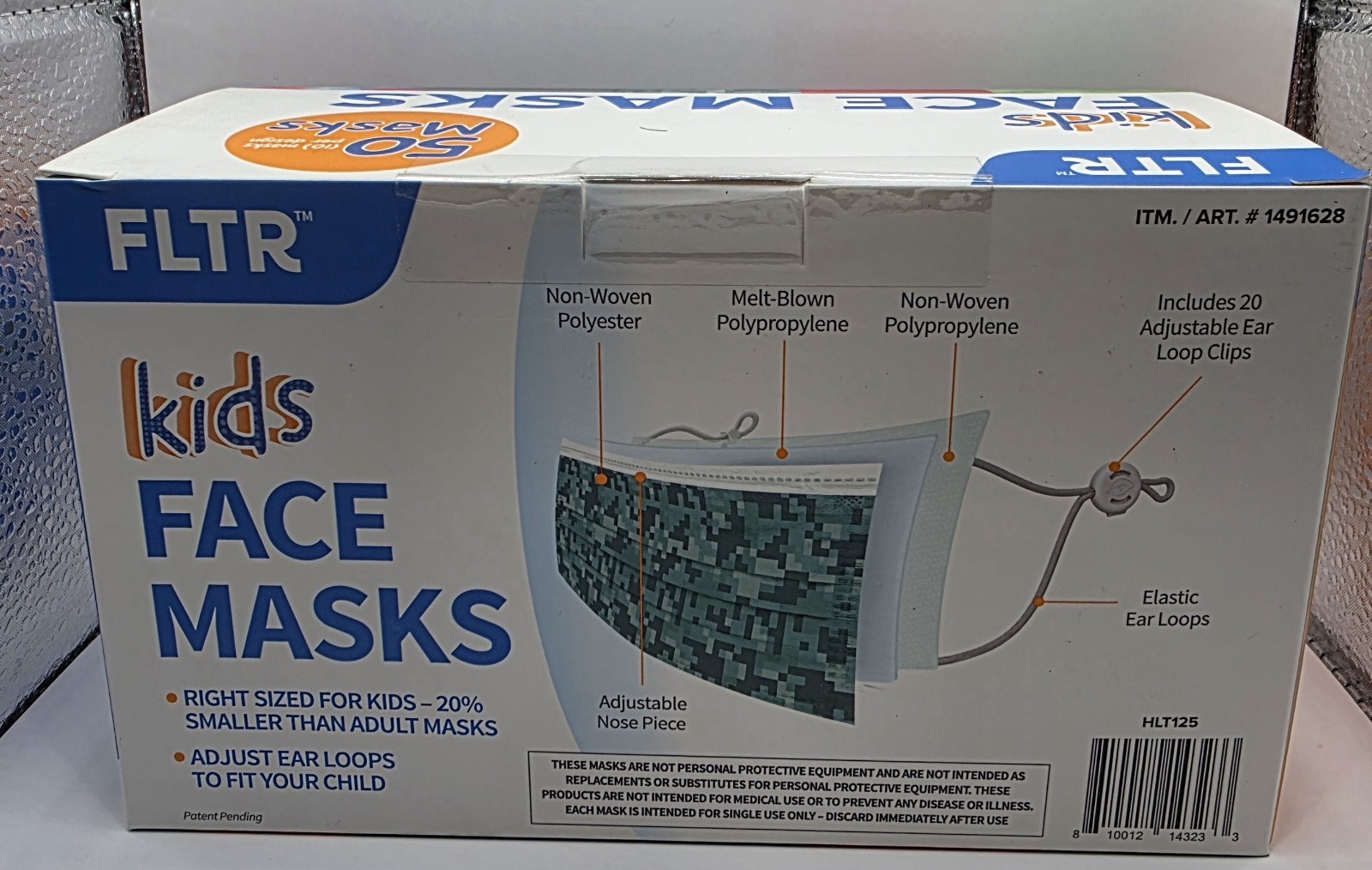 FLTR Kids Face Mask 50 Masks With 20 Adjustable Ear Loops 4 boxes of 50