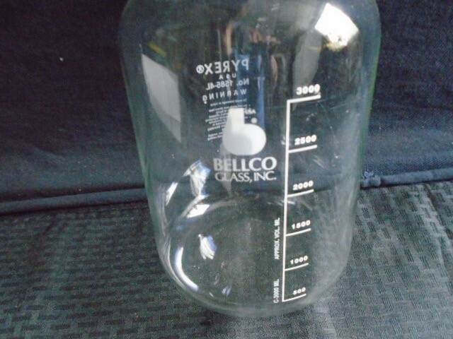 PYREX BELLCO 4000mL 4L Glass Anaerobic Culture Bottle w/ Screw Cap 1585 Custom