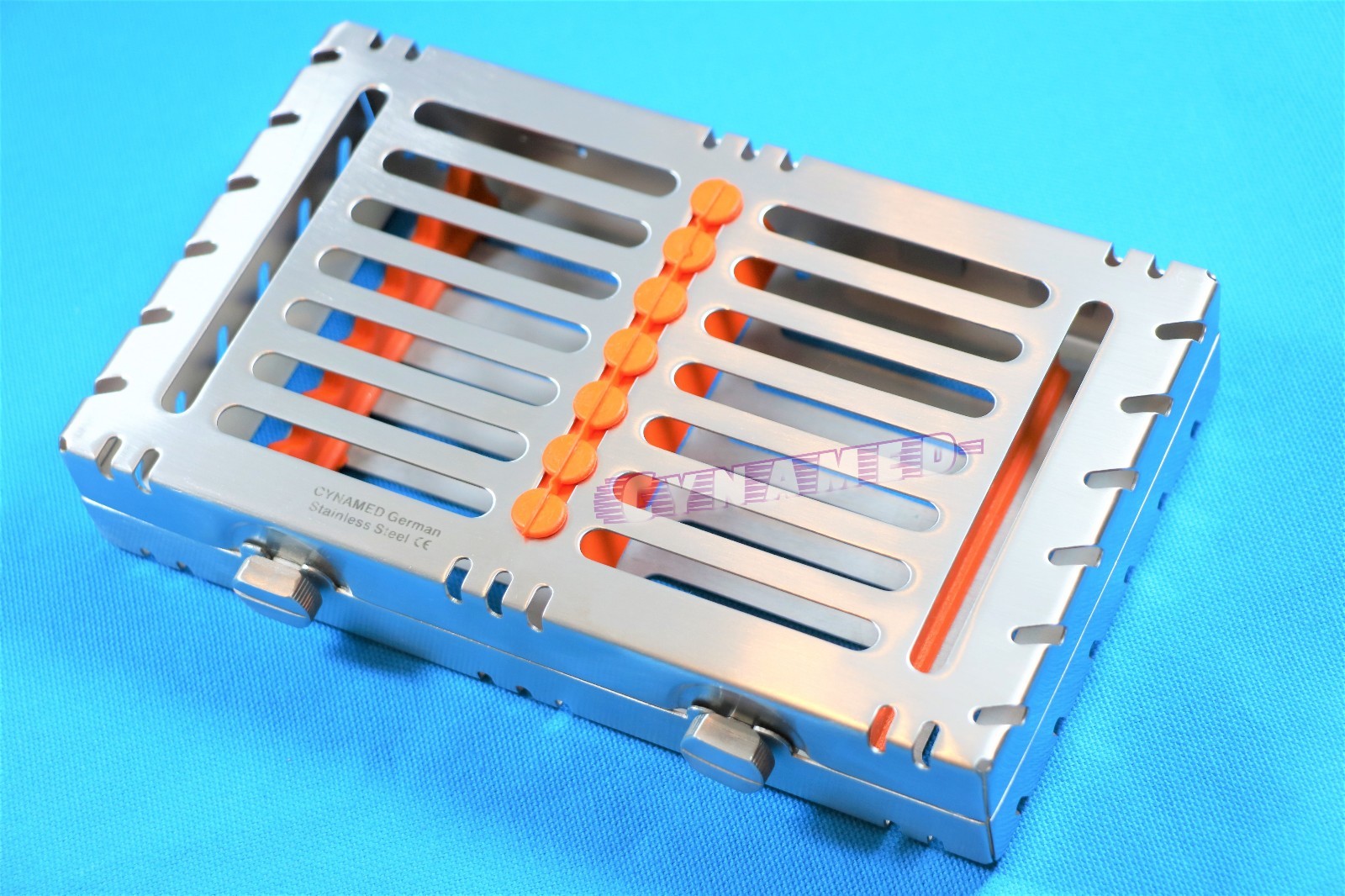 ORANGE GERMAN DENTAL STERILIZATION CASSETTE FOR 7 INSTRUMENTS DETACHABLE 2BUTTON