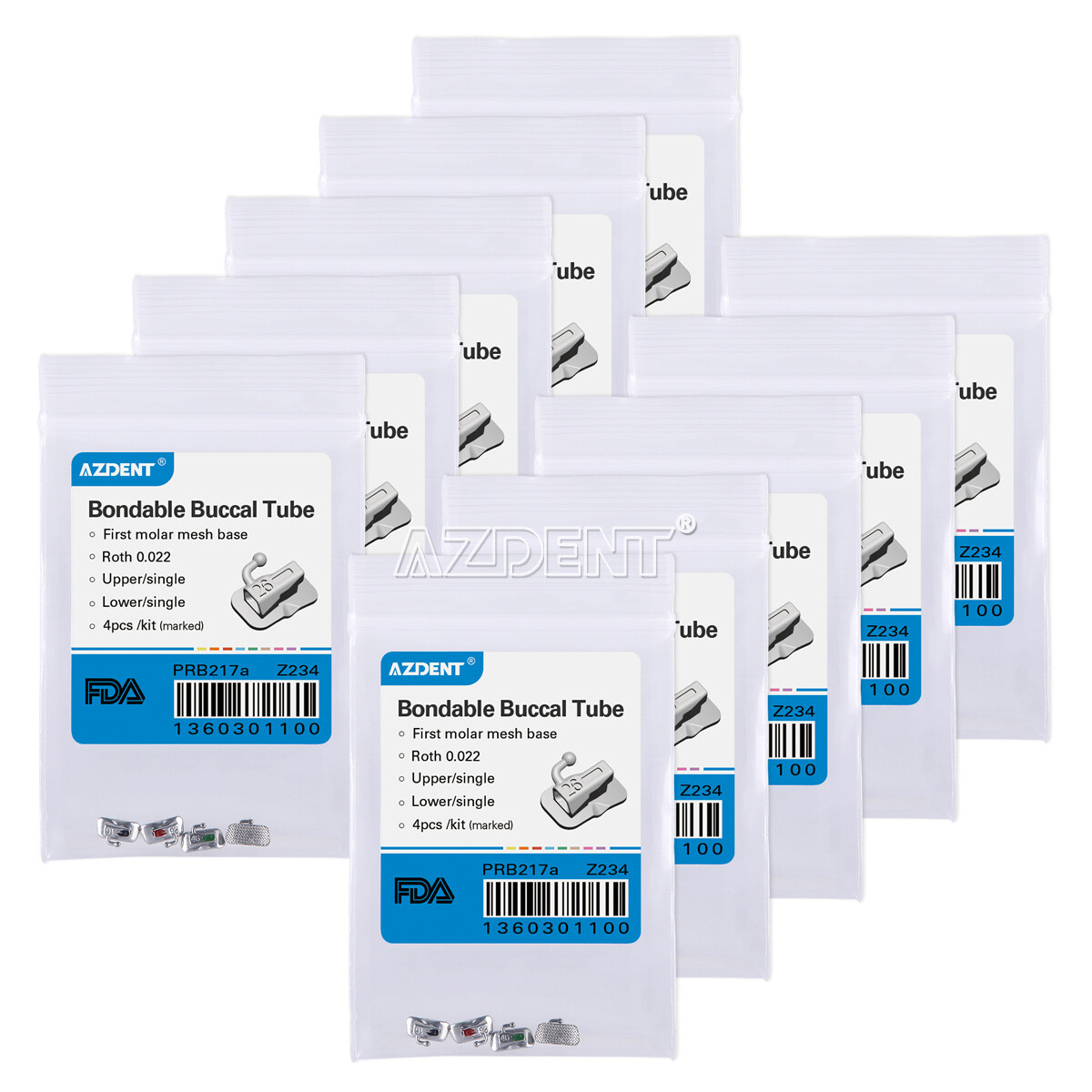 AZDENT Dental Orthodontic 1st Molar Buccal Tubes Non-Conv Bondable Roth.022