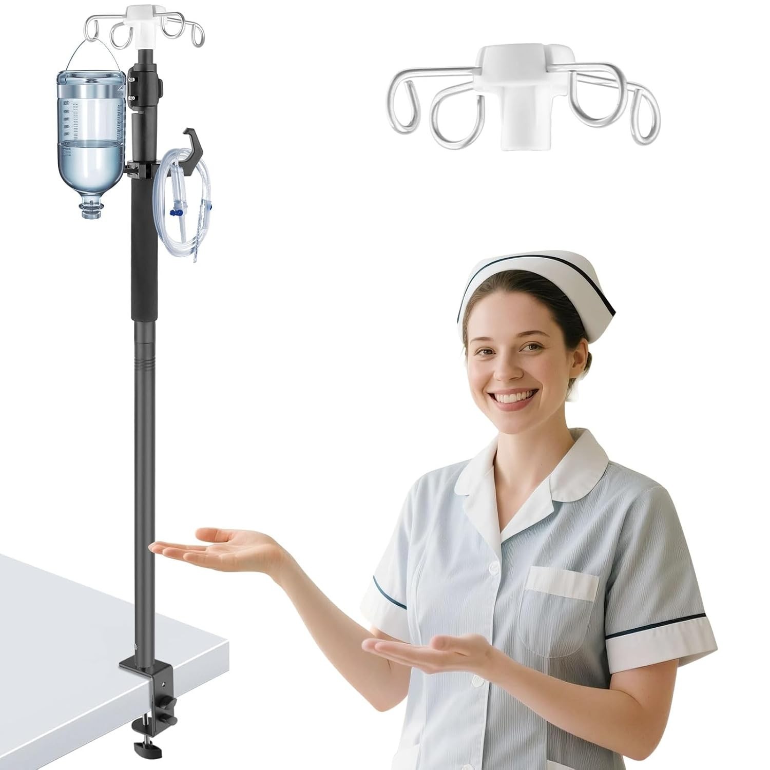 32-56In Telescopic IV Stand with 4 Bag Holders – Optimized for Home and Hospital