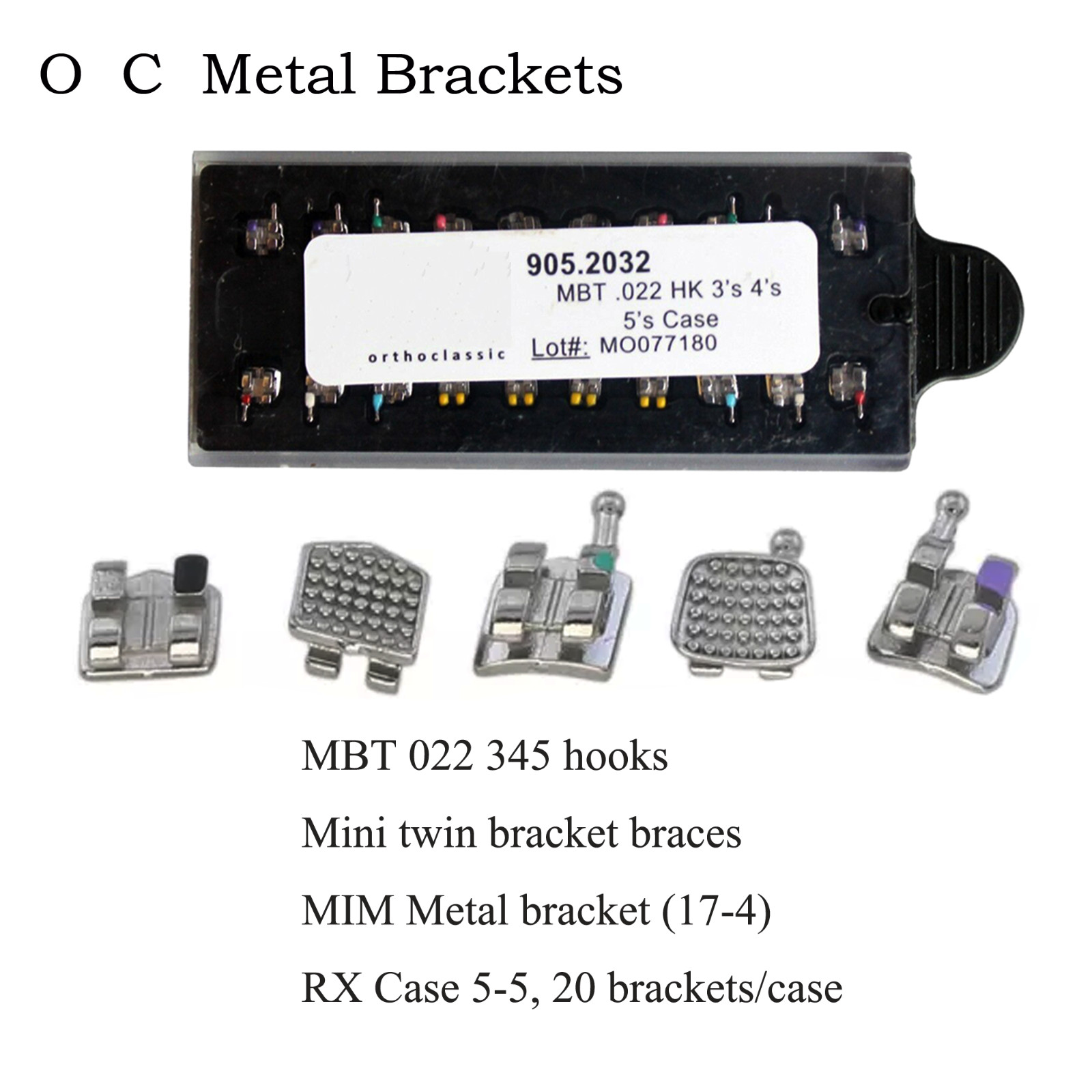 Dental Orthodontic Brackets Braces Metal Mini Roth MBT Slot 022 018 Hooks 345