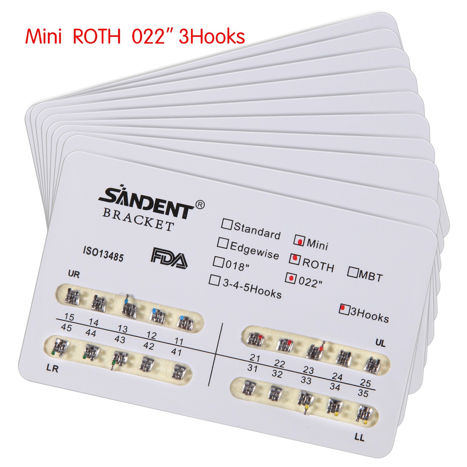10 Packs USA Dental Orthodontics Brackets Braces Mini Roth 022″Slot 3 Hooks