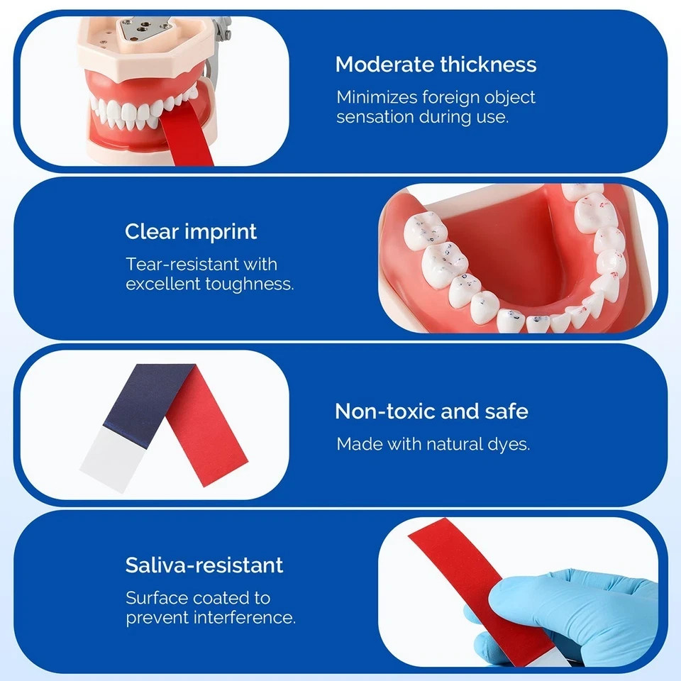 Dental Articulating Paper Practical Soft Thin Strips Red/ Blue 10 Sheet *20 Book