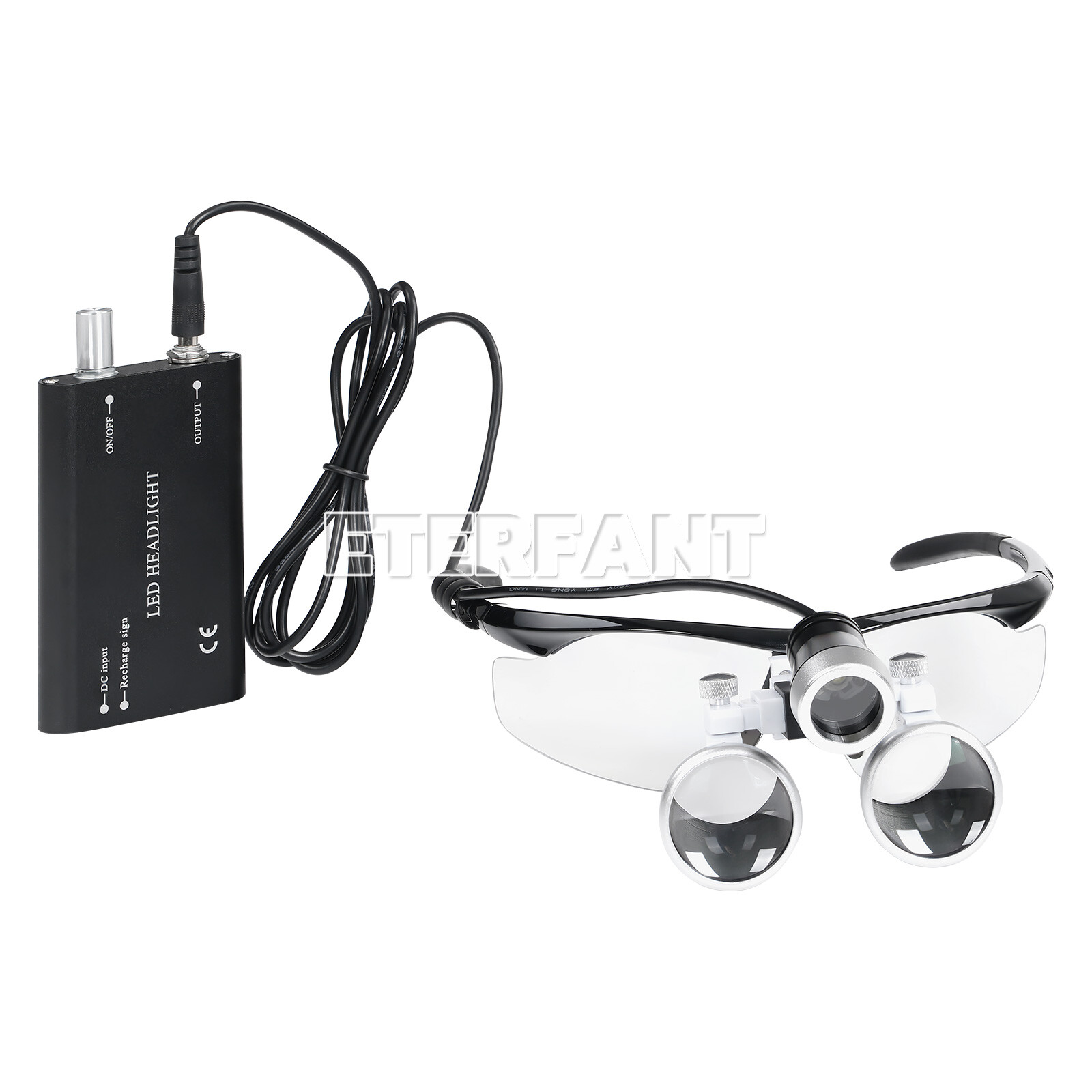 ETERFANT Dental 3.5x Magnifier Medical Binocular Loupes+3W LED Head Light Lamp
