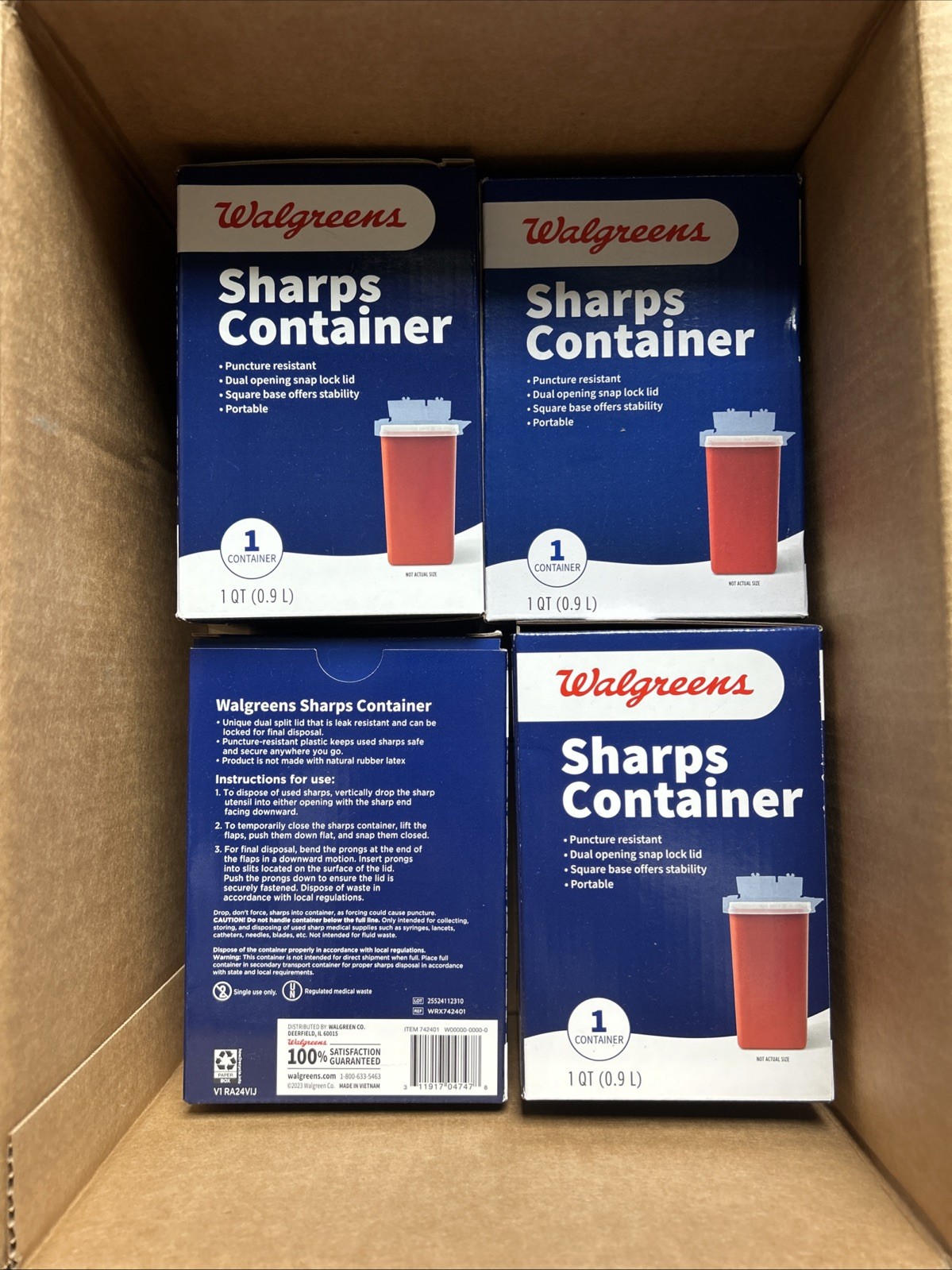 4X Sharps Container 1 Qt Biohazard Infectious Waste Needle Disposal Tatoo