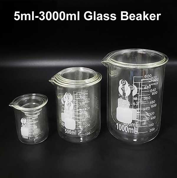 5ml – 3000ml Laboratory Borosilicate Glass Beakers High Chemistry stability