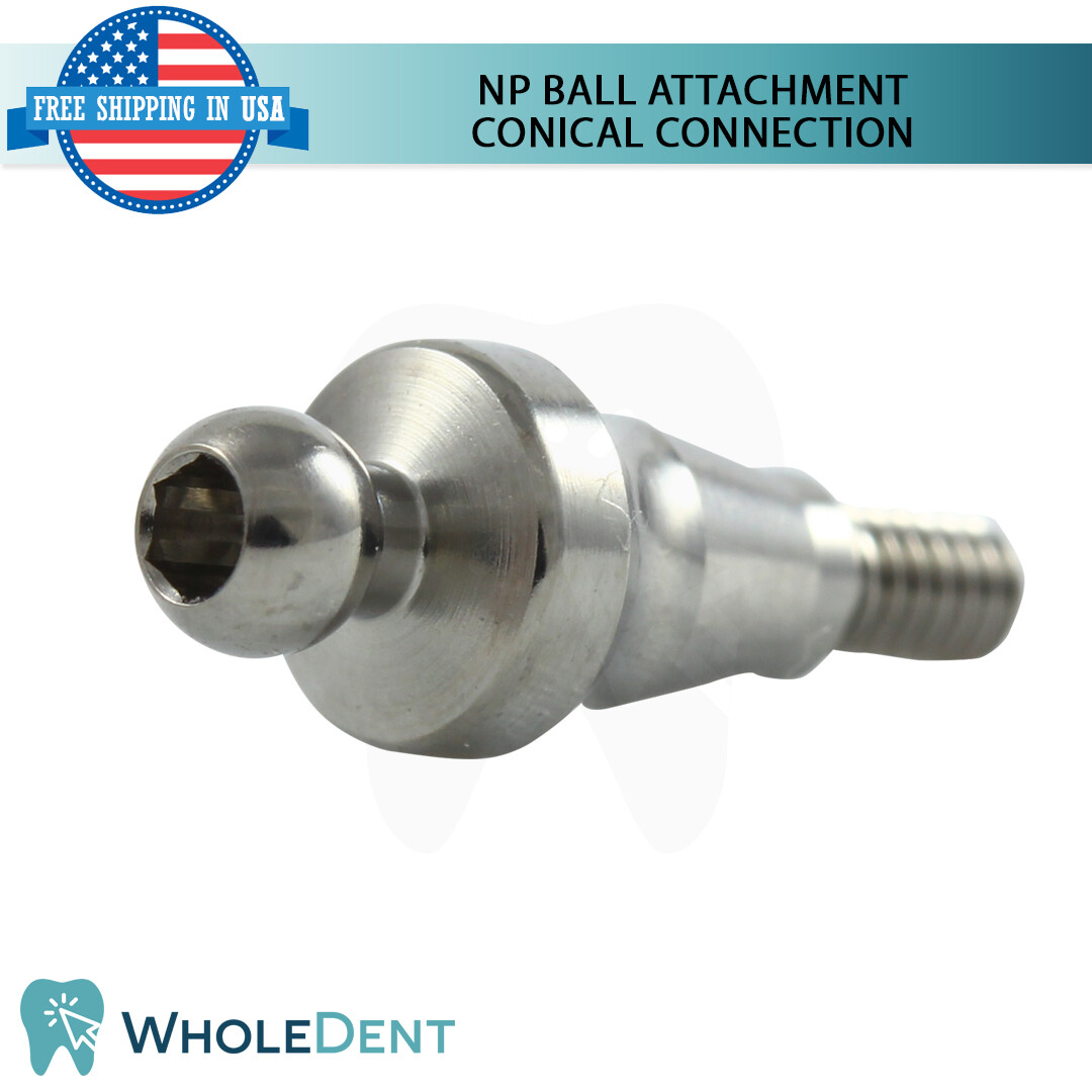 5x NP Conical Ball Attachment Abutment 4 Insert Silicone Caps Dental 2.25mm Hex