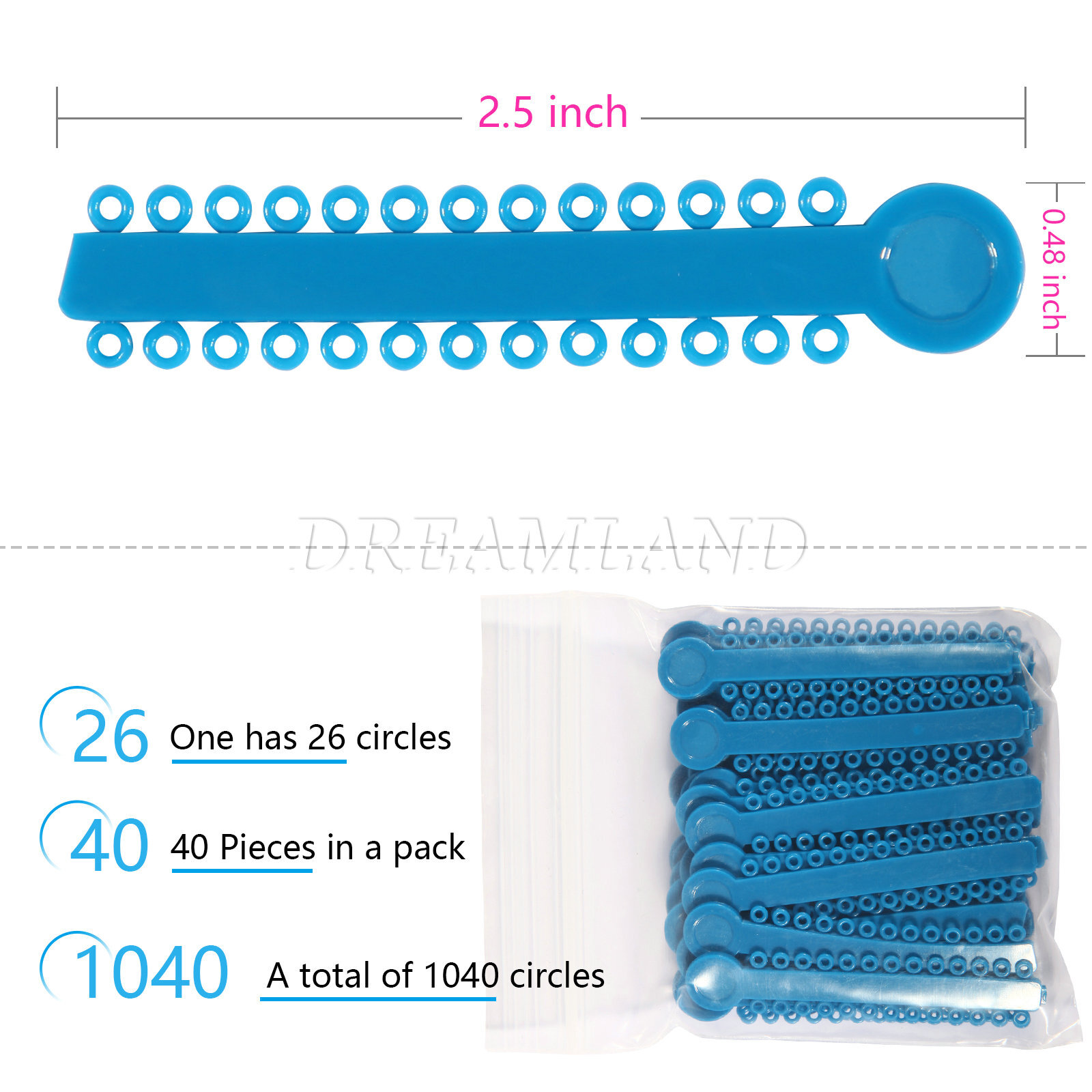 1040Pcs/Bag Dental Orthodontic Brace Elastic Rubber Bands Ligatures Tie 43Colors