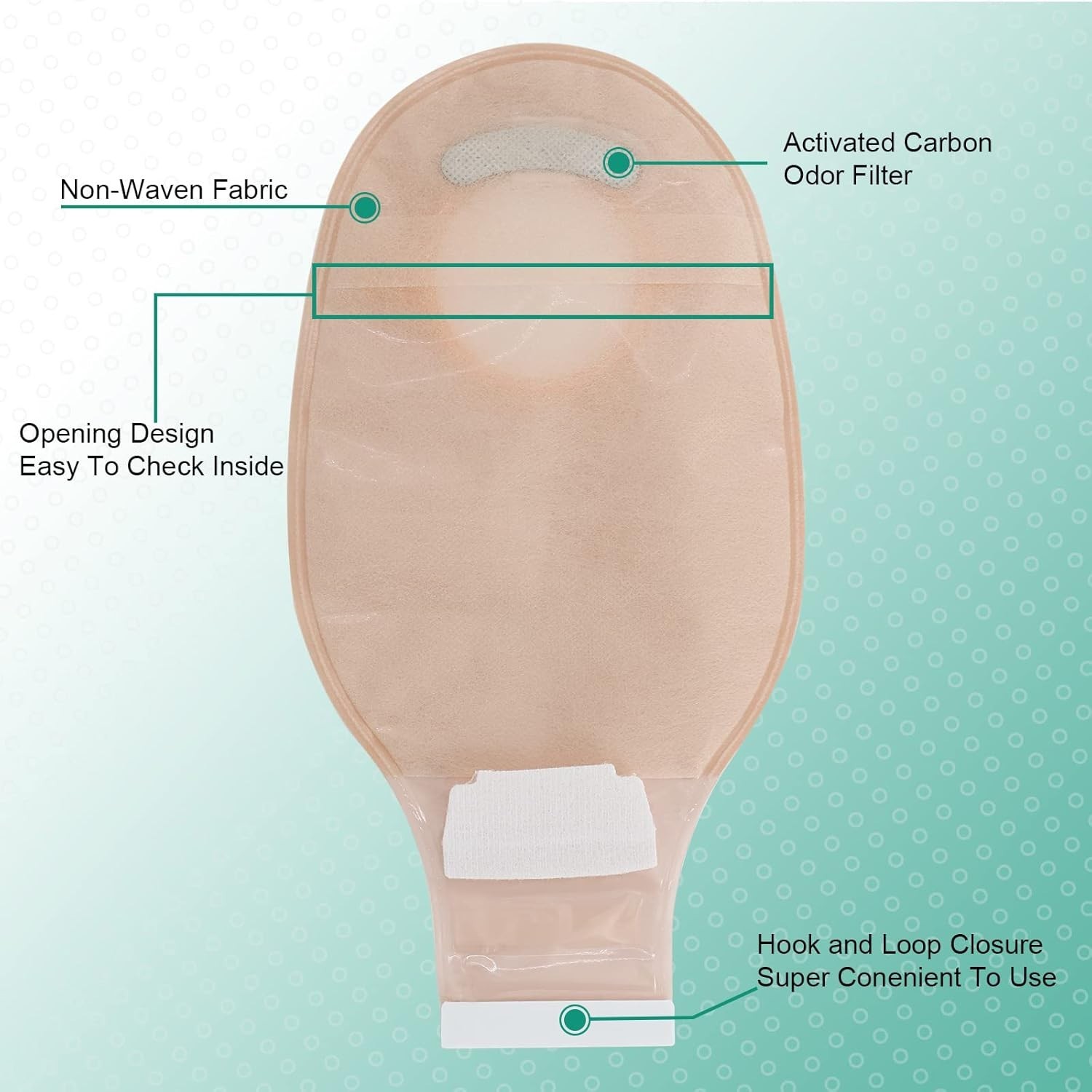 SUCONBE Ostomy Supplies, 21PCS Colostomy Bag with Hook-and-Loop Closure- 15 PCS