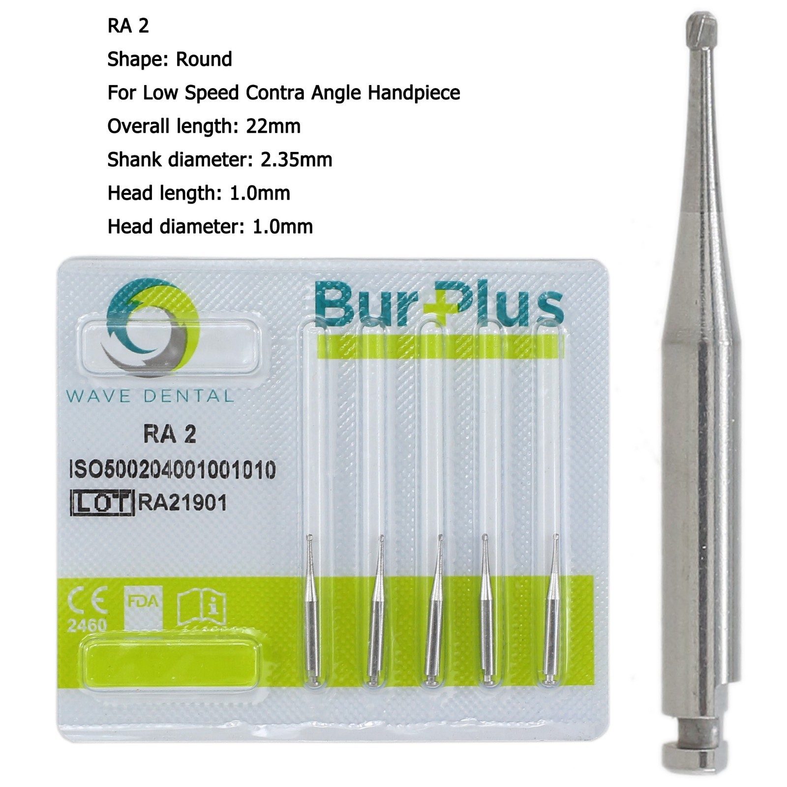 Wave Dental Carbide Round Latch Burs Surgical Burs RA Slow Speed Long 26mm 22mm