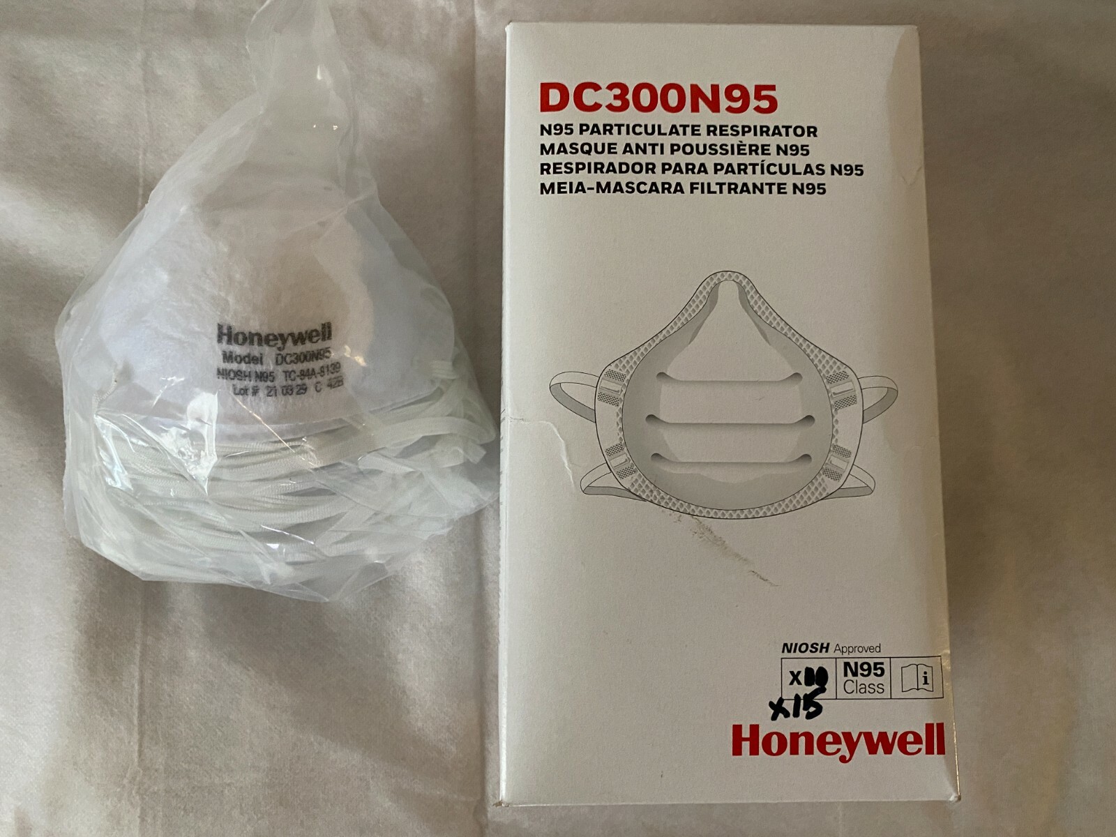 Honeywell Disposable Respirator, Universal, NIOSH Rating N95, ASTM, 1-PK 15 USA