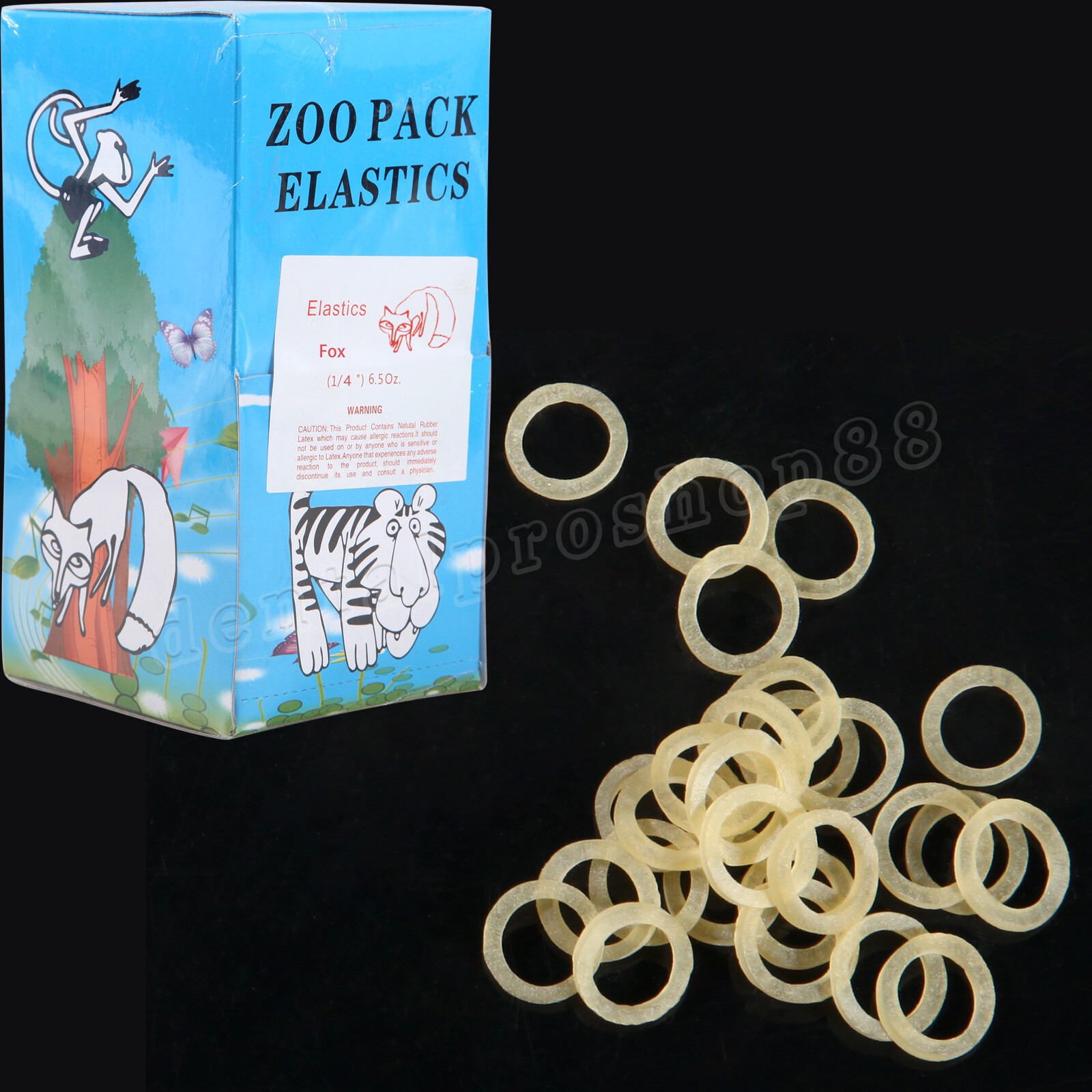 1000pcs Dental Orthodontic Elastics Fox Bands Rabbit Force 6.5 OZ,1/4″ 10 bags