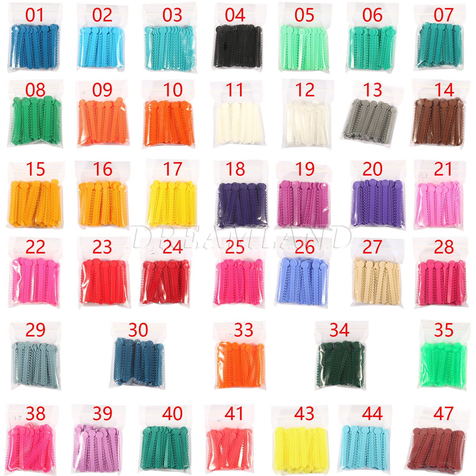 1040pcs Dental Orthodontic Ligature Ties Braces Elastic Rubber Bands 43 Colors