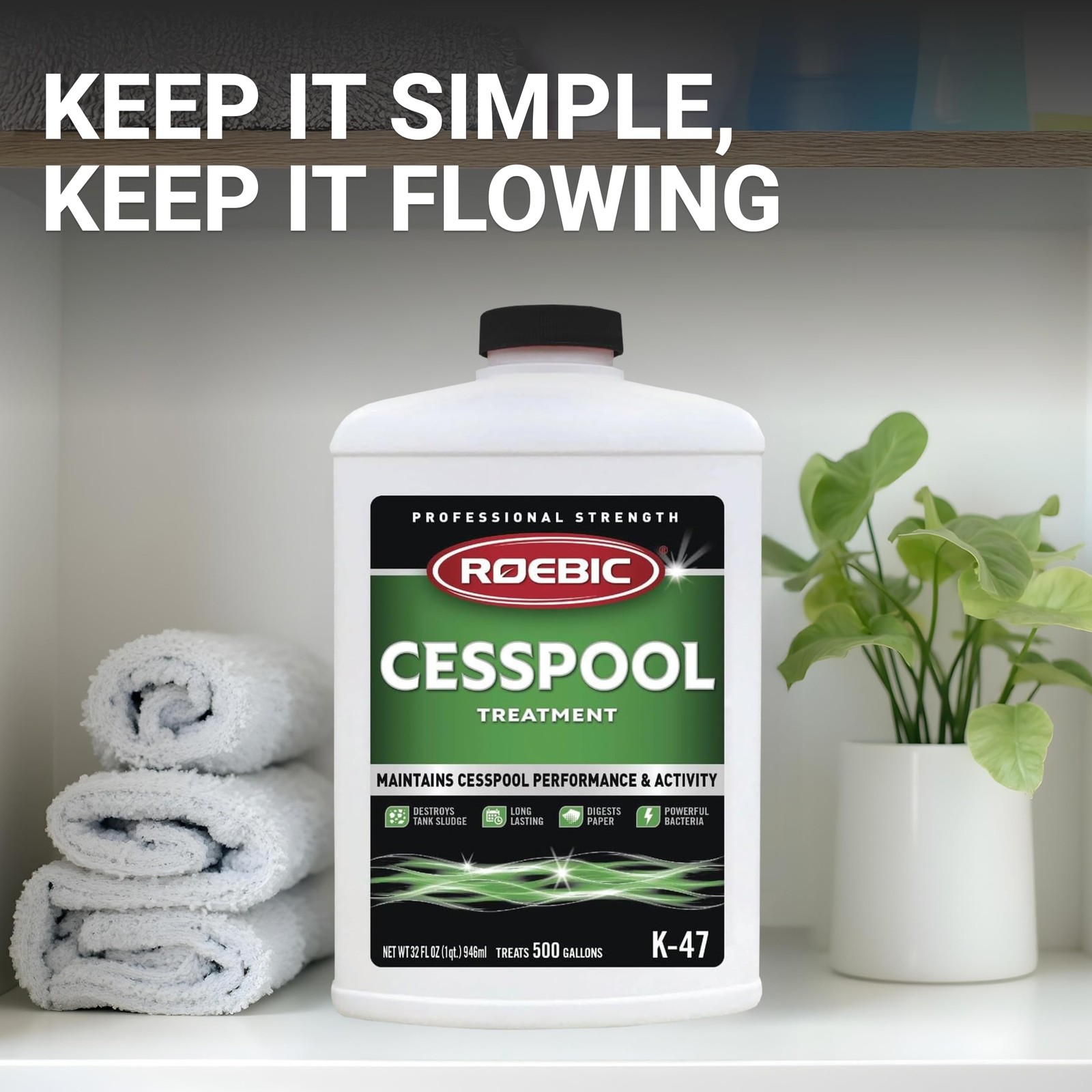 Roebic K-47-Q Cesspool Treatment: Prevents 1 Count (Pack of 1), White/Green