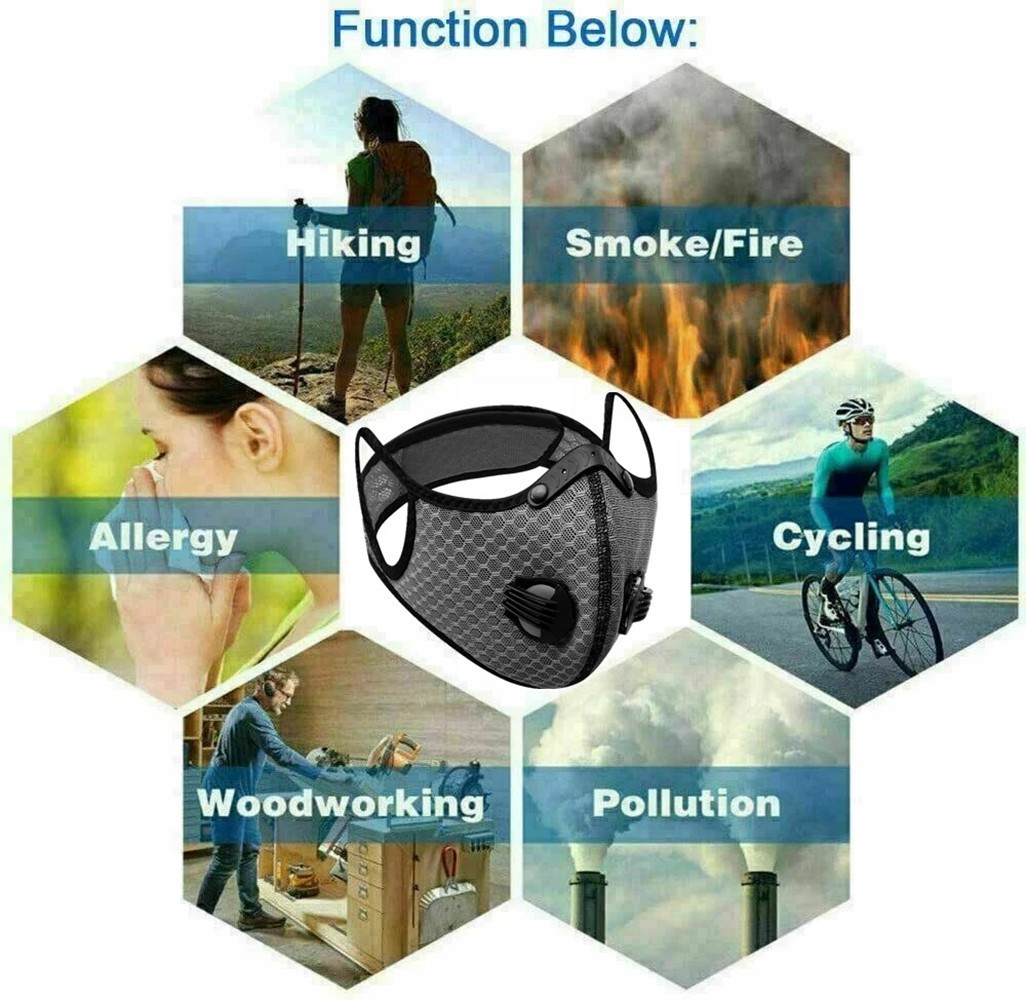 Half Face Cover Respirator Mask W/ Filters Anti Air Pollution Reusable Facepiece