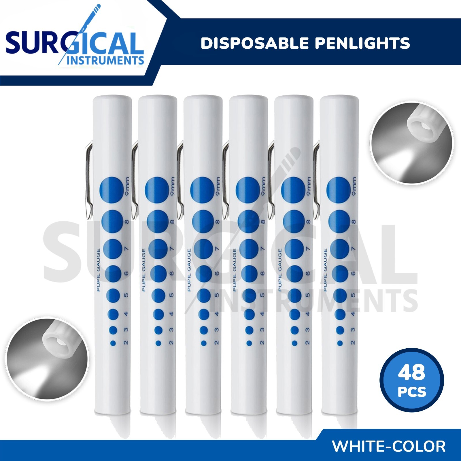 48 Disposable Penlights Diagnostic ENT, EMT Emergency Medical INSTRUMENTS
