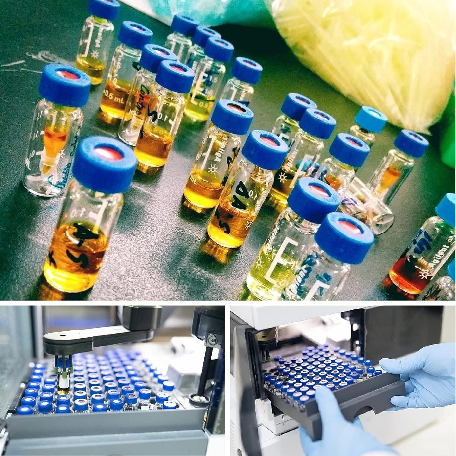 100PCS 2ml HPLC Autosampler Clear/Amber Vials 9-425 Screw Cap Vial Inserts 250uL