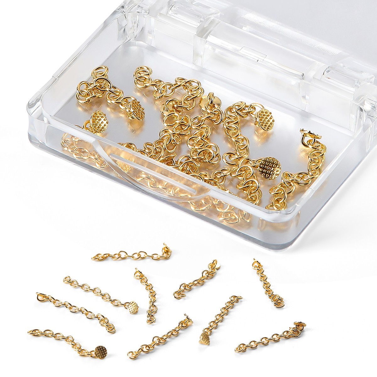 Dental Orthodontic Lingual Button Chain (Gold) Mono Round Mesh Base 10Pcs/Pack