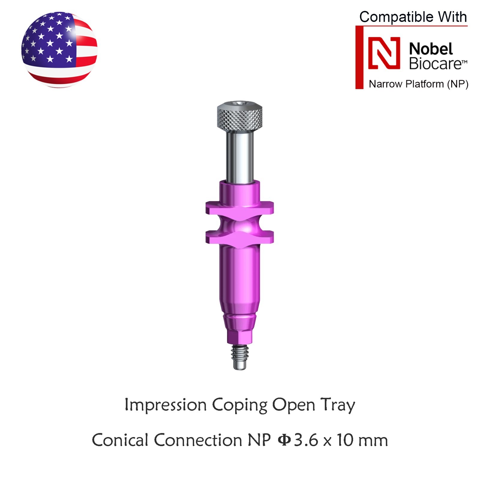 US Dental Nobel Biocare Active Impression Transfer Coping Open/Close Tray NP/RP