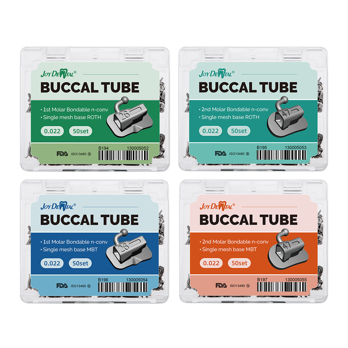 50Sets Tubos bucales de ortodoncia dental 1st Molar Roth/MBT 018/022 Bondable US