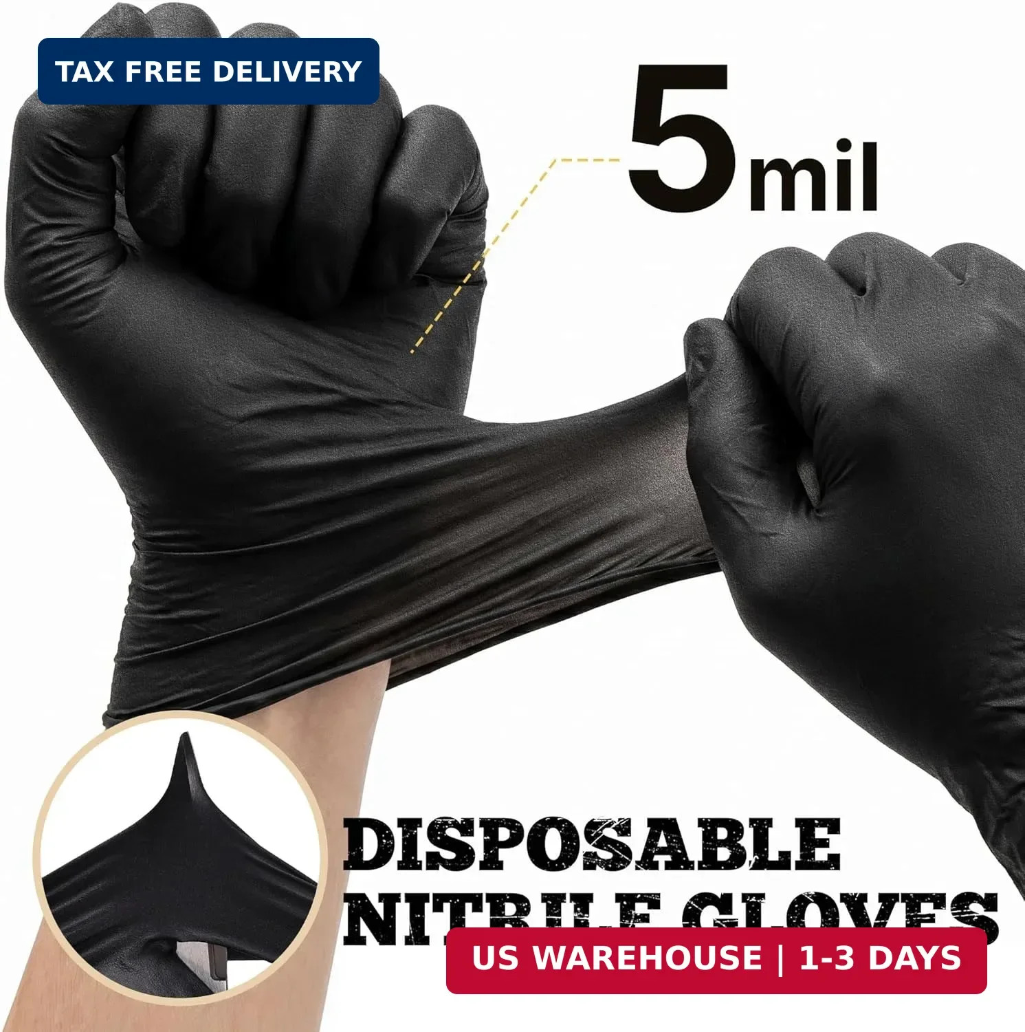 TitanFlex Black Nitrile Disposable Gloves, 5 Mil, Fully Textured, Heavy Duty Ind