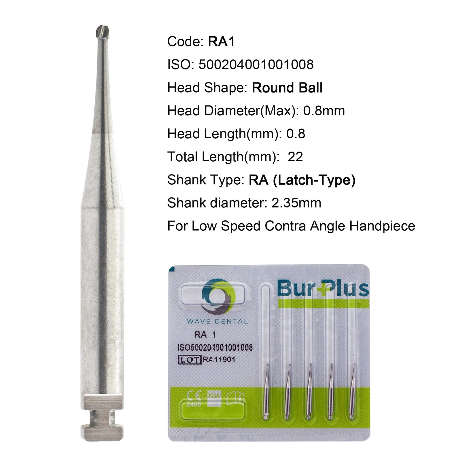 Wave Dental Latch Carbide Burs Surgical RA SURG for Slow Speed Round RA 4 6 8 5
