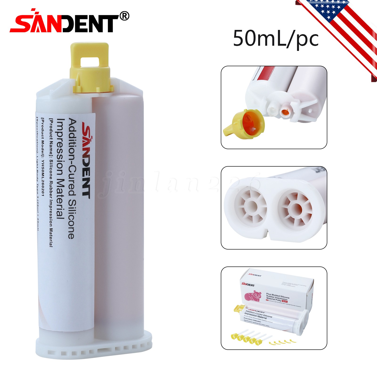Dental Impression Material VPS Light Body Fast Set (4 Cartridge & 20 Tips) PVS