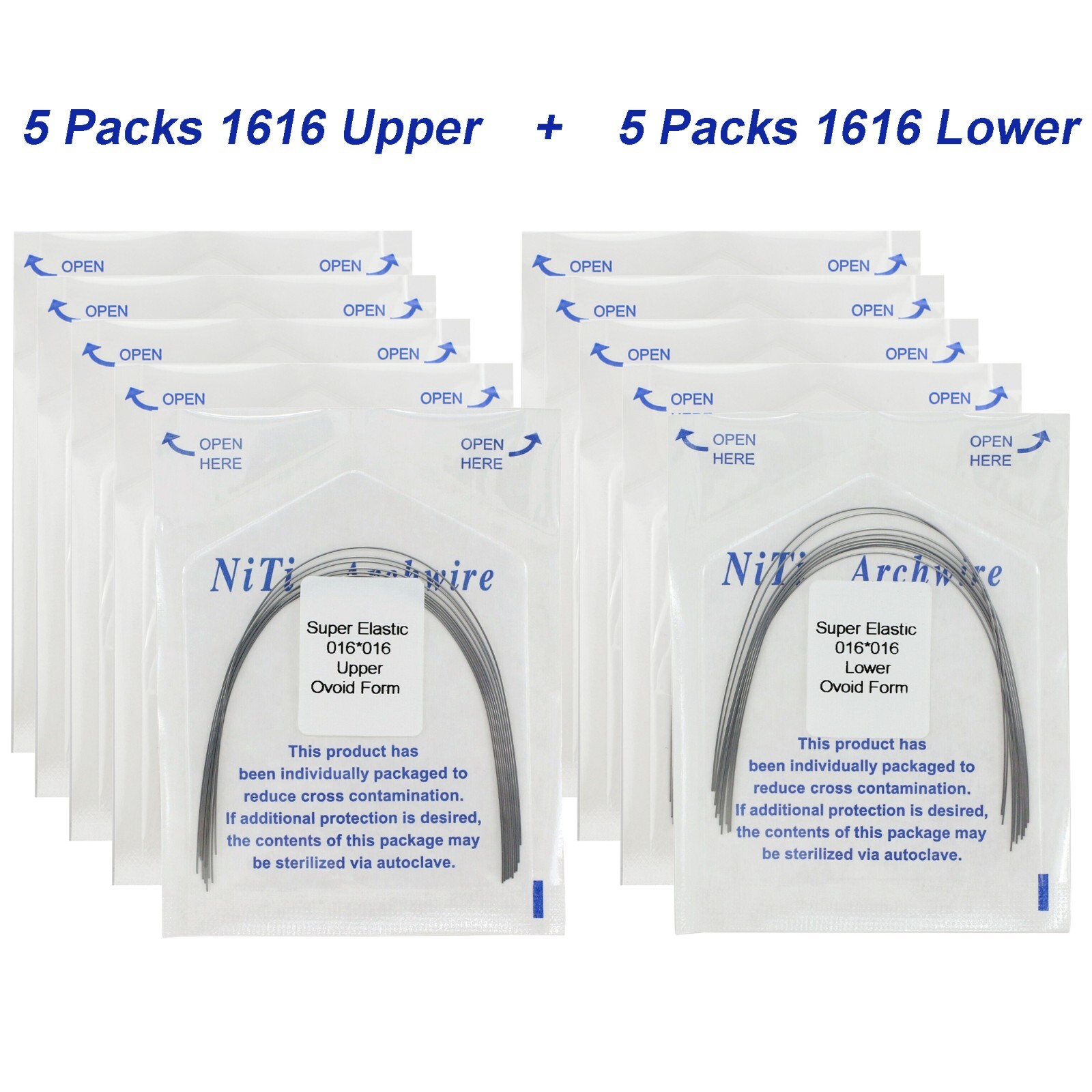 100PCS Dental Orthodontic Arch Wire Niti Round Rectangular Ovoid Natural 16X22