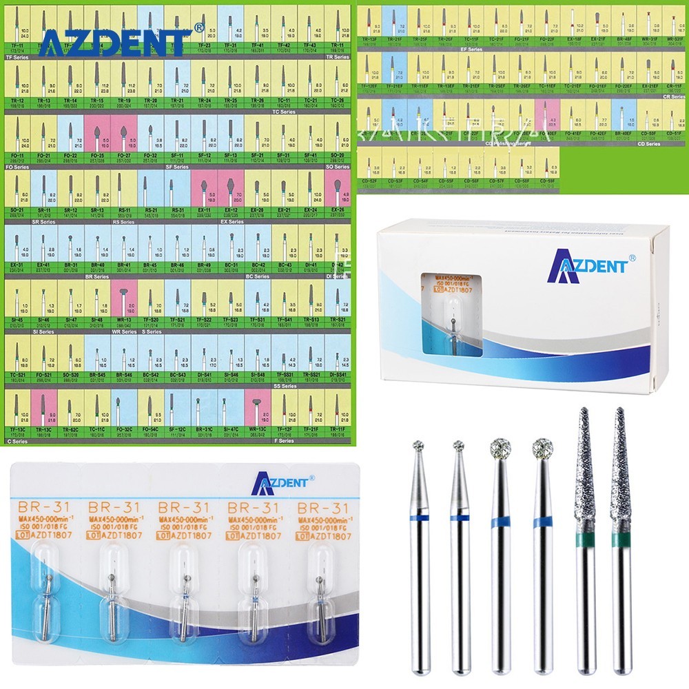 100 Types Dental FG Diamond Burs For High Speed Handpiece Friction Grip 50pcs