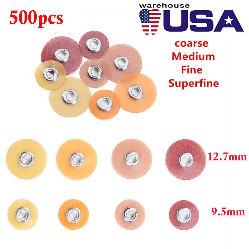 500pcs Dental Soflex Discs Finishing Polishing Discs soft type 9.5mm/12.7mm