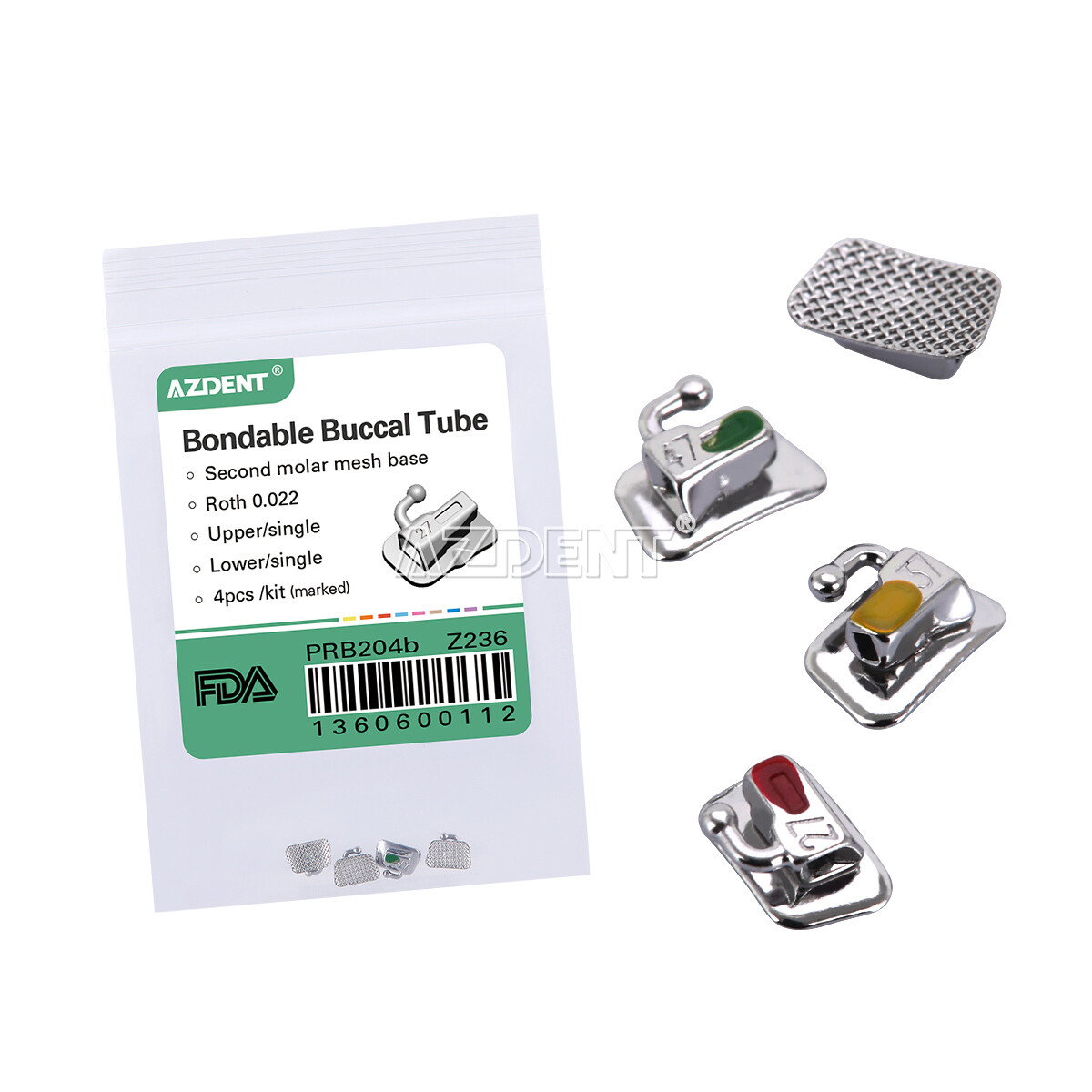 20X Dental Orthodontic Buccal Tube 2nd Molar Roth 022″ Bondable Non-Conv AZDENT