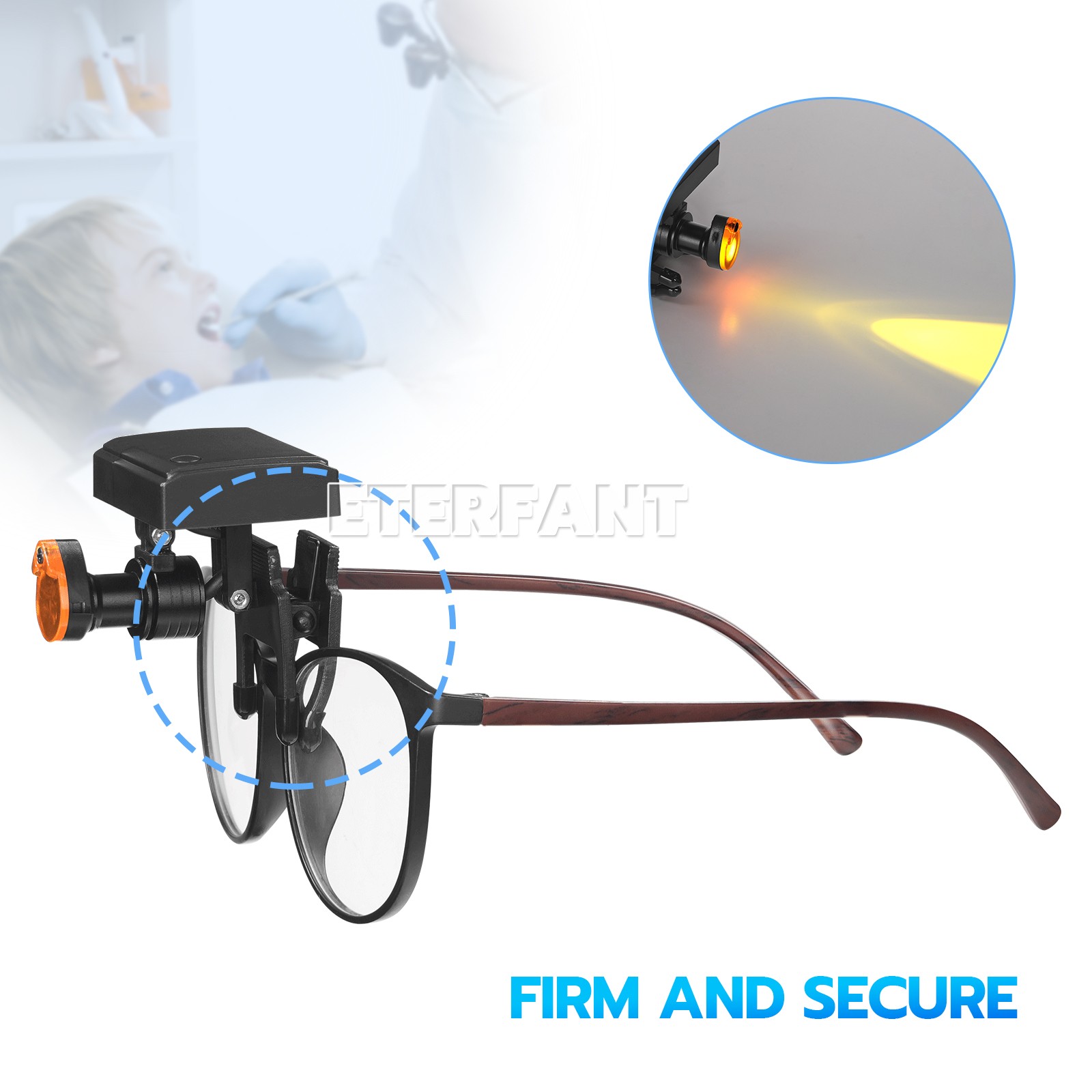 ETERFANT 5W Dental Wireless LED Headlight with Filter for Binocular Loupe Glasse