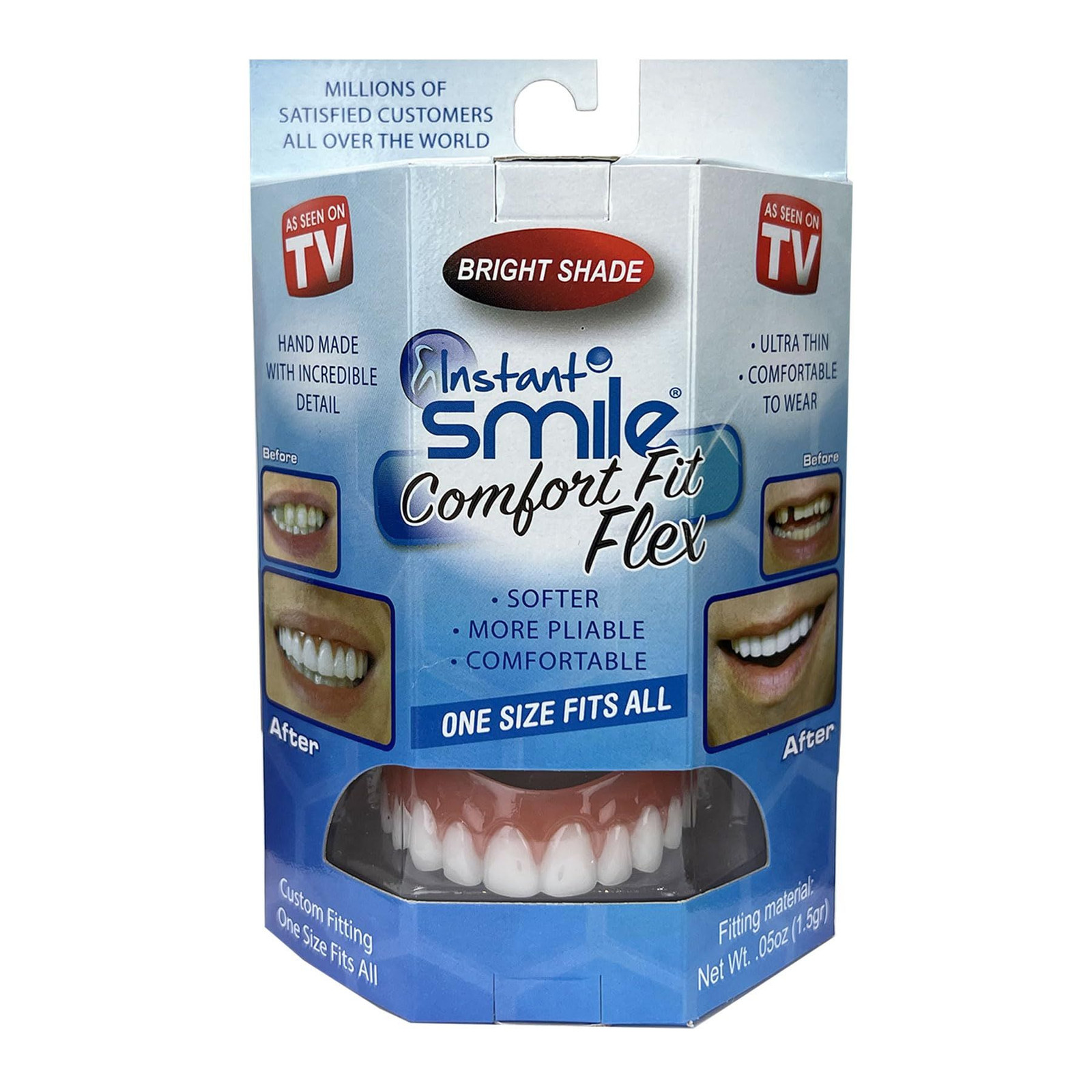 Instant Smile Comfort Fit Flex – Bright Shade – Upper 1 Count (Pack of 1)