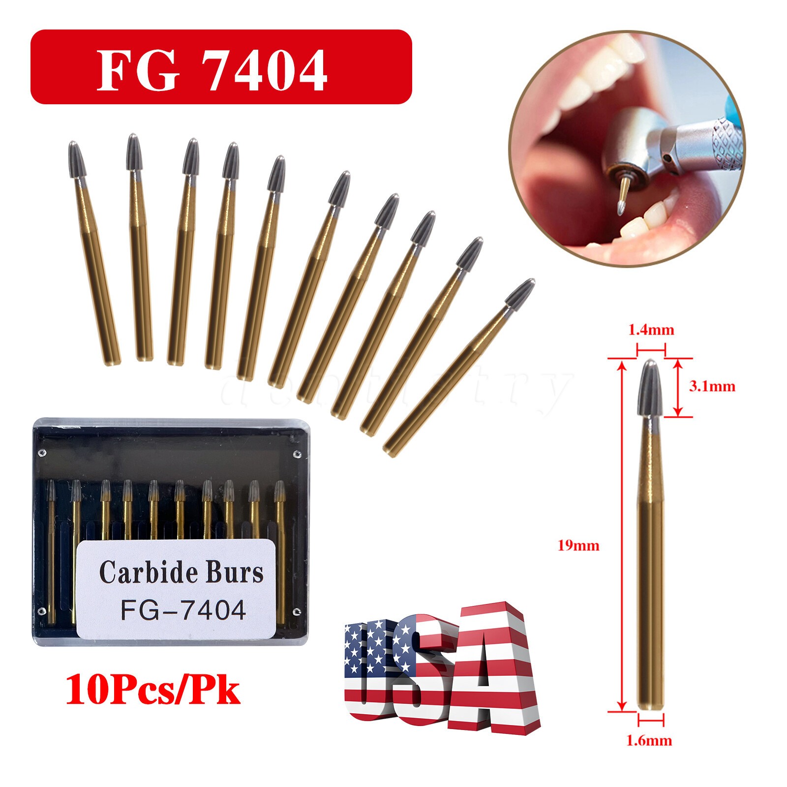 FG #7404 Egg Shape Trimming & Finishing Burs 10/Pk
