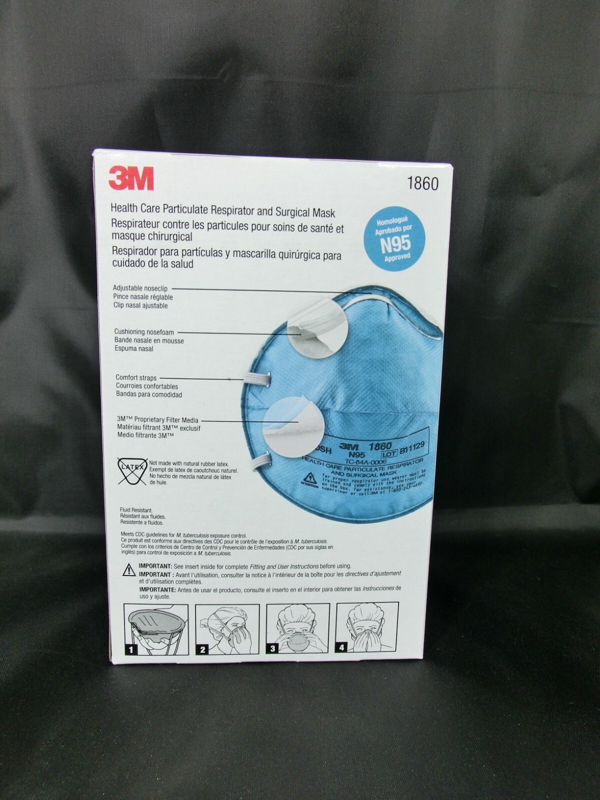 3M™ 1860 N95 Adult Face Mask Particulate Respirator – QTY 120